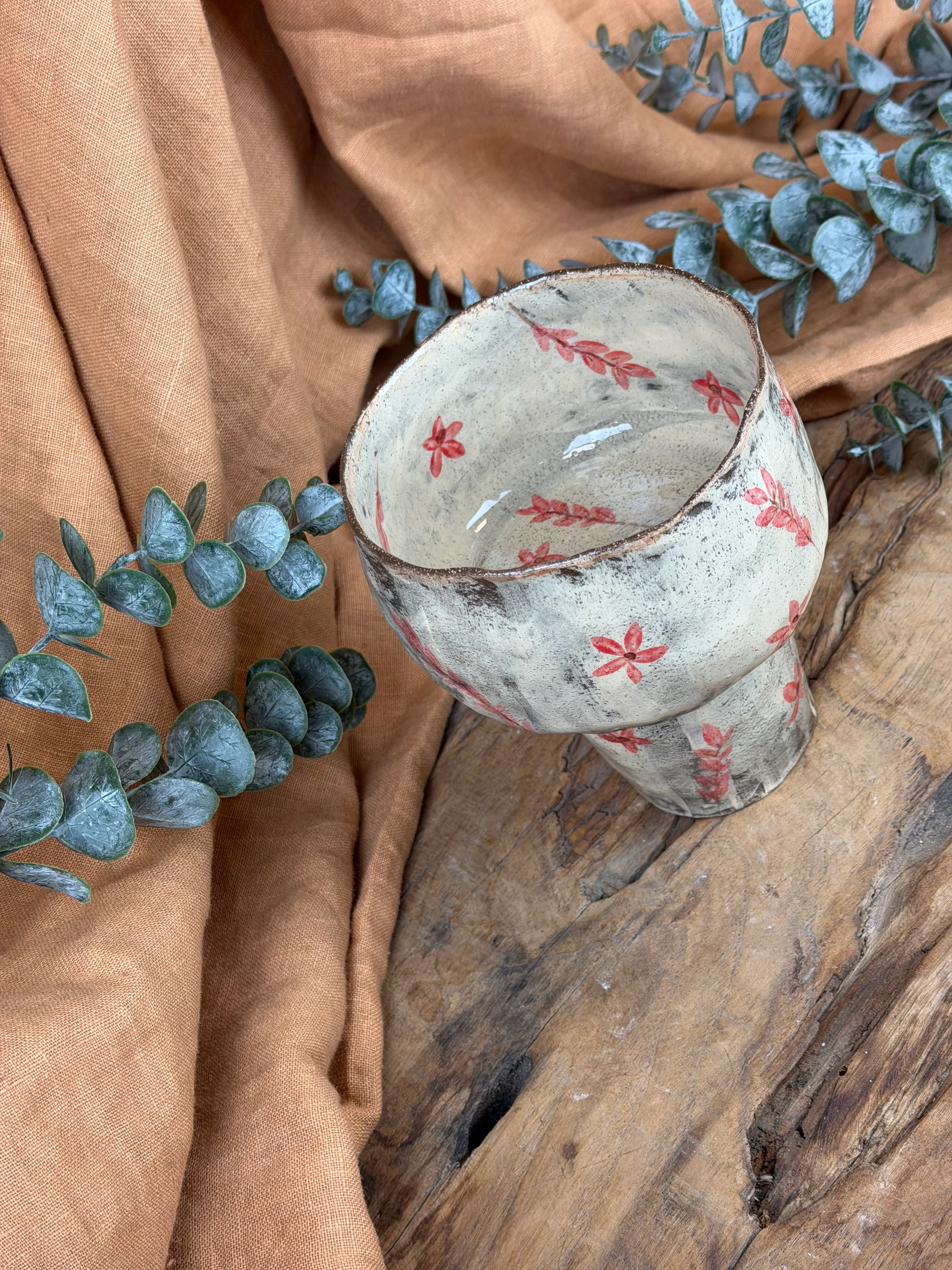 El Yapımı Ayaklı Seramik Kase – Eskitme Soft Renkler, Stoneware