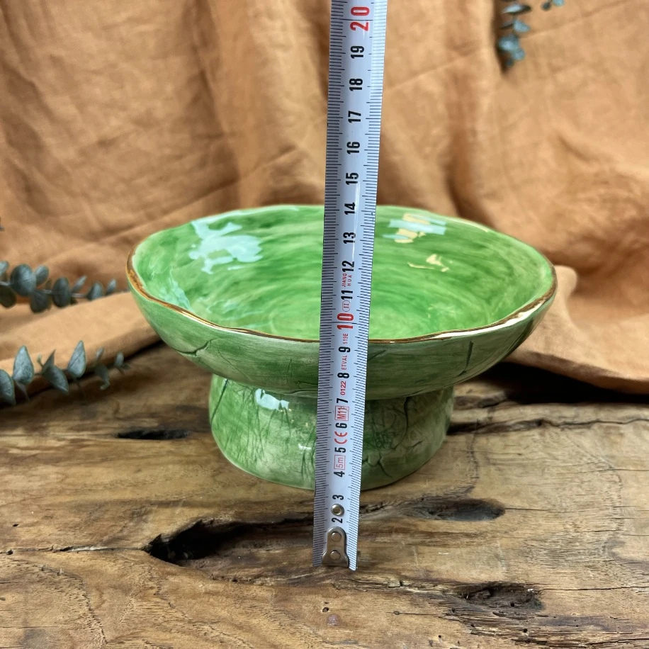 24K ALTIN DETAYLI YEŞİL AYAKLI KASE