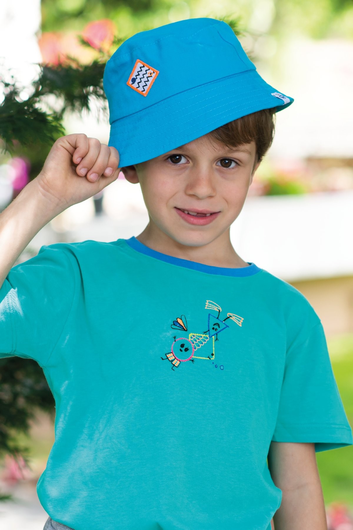 Geometric Bubbles T-Shirt (Blue Rib)