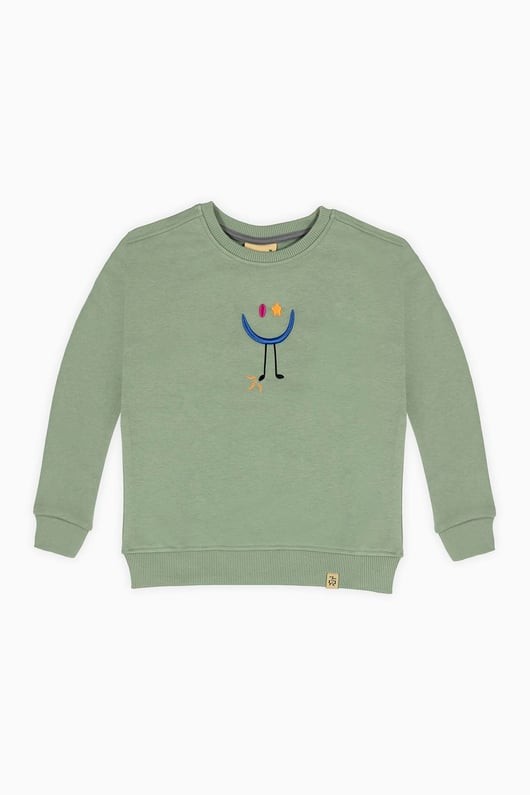 Çocuk Bisiklet Yaka Nakışlı Sweatshirt - Mint