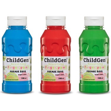 Childgen Süper Yıkanabilir 3'lü Parmak Boya (350 ml x 3) Kırmızı Yeşil Mavi