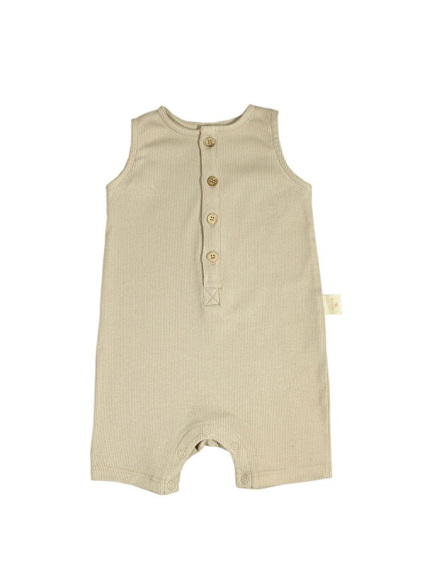 Ribbed Worker Overall Beige Bebek Tulum