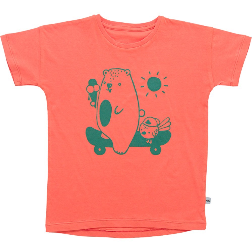 Little Yucca "comfy" Organik Pamuk Tshirt - Flamingo Turuncu