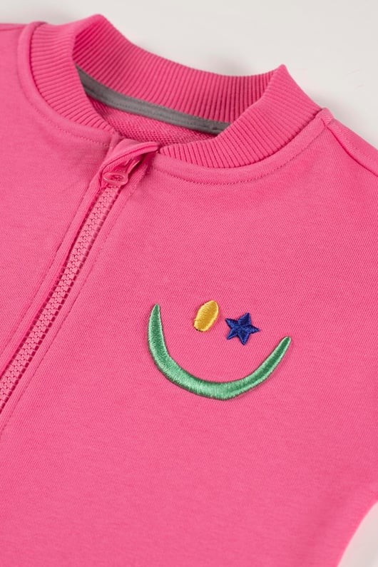 Çocuk Bisiklet Yaka Fermuarlı Ceket / Sweatshirt - Pembe