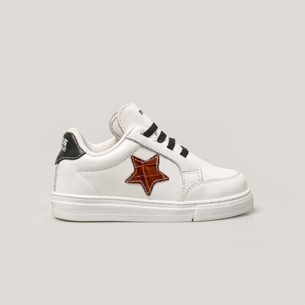 Merli&Rose Star Çocuk Sneaker | Beyaz-Siyah-Kahve