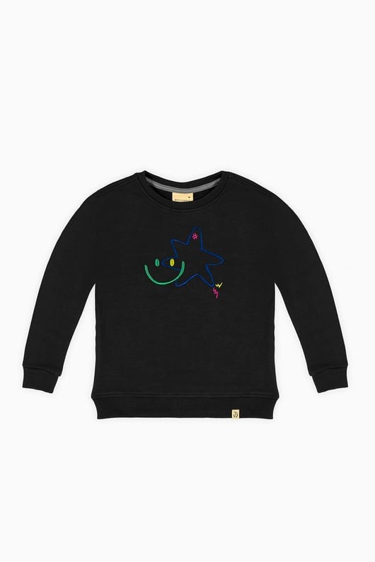 Çocuk Bisiklet Yaka Baskılı ve Nakışlı Sweatshirt - Füme