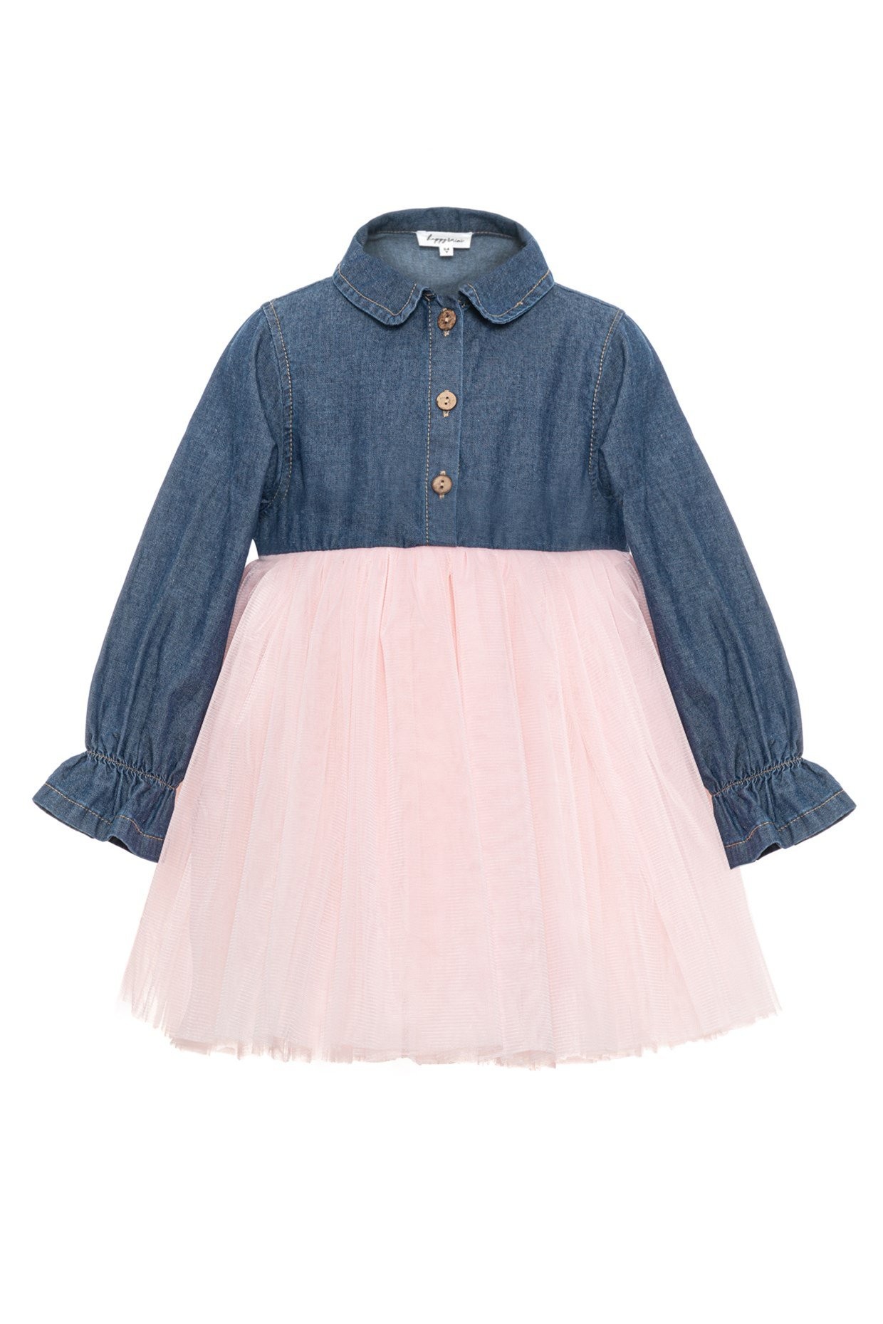 Happy & Mini Aisha Denim Dress Pink Tulle