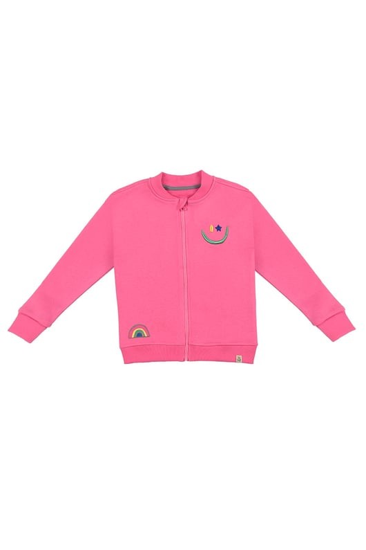 Çocuk Bisiklet Yaka Fermuarlı Ceket / Sweatshirt - Pembe