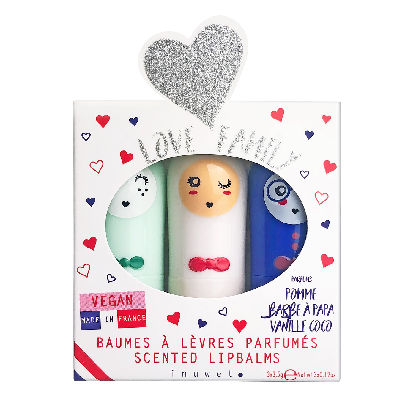 Inuwet Trio Glitter Lipbalm Gift Set | Love Family