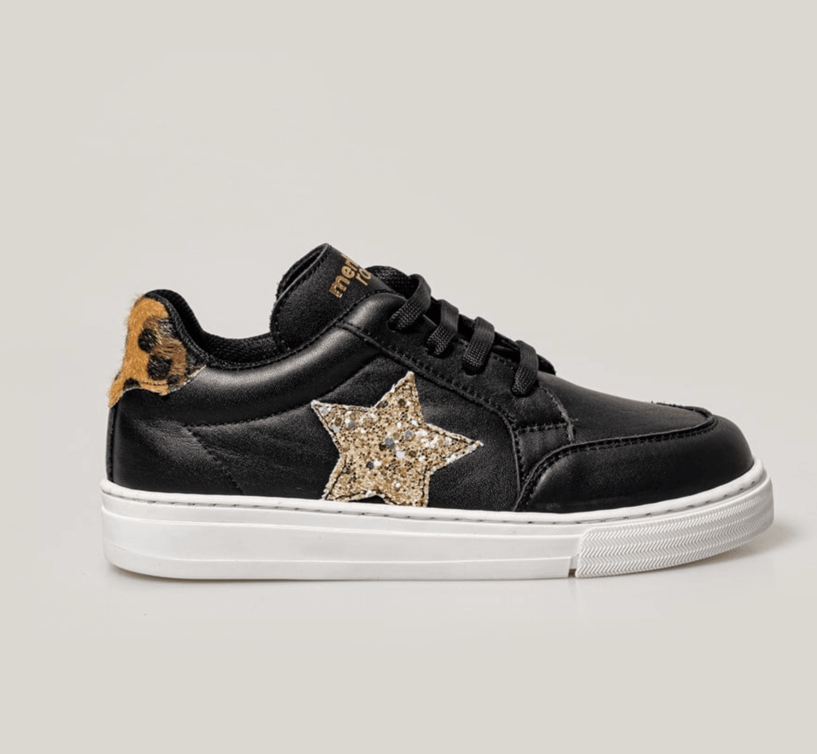 Merli&Rose Star Büyük Çocuk Sneaker | Siyah-Leopar-Gold