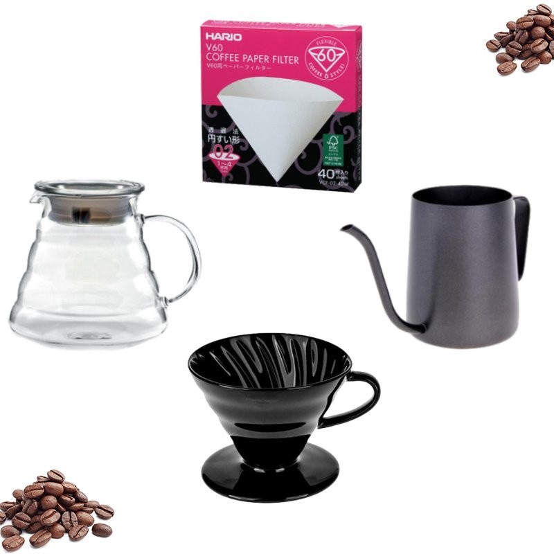 Barista Drip Filter Coffee Set (4'lü Set) - Siyah
