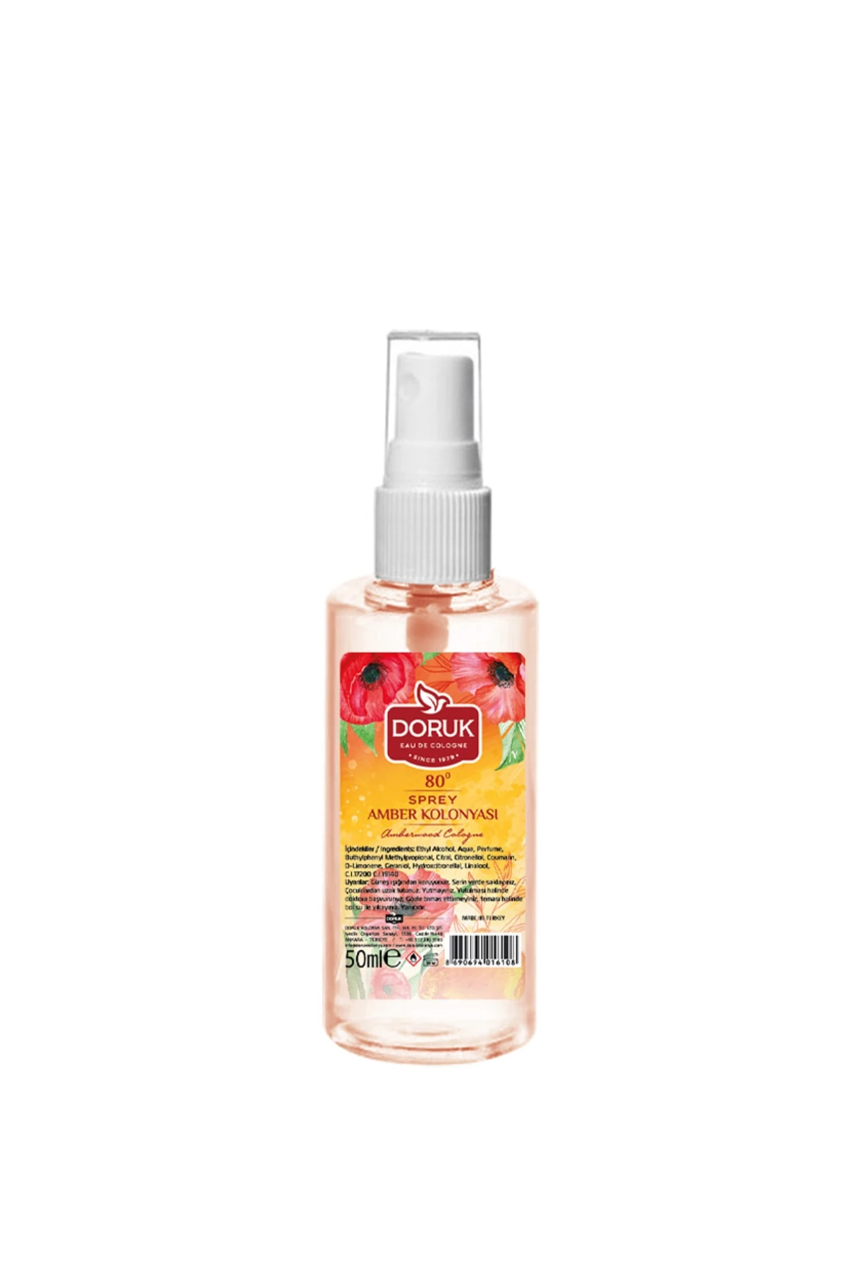 Çanta Cep Boy Sprey Amber Kolonyası - 50ml. 80°