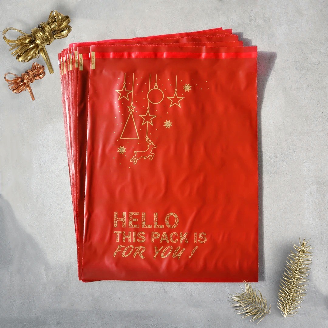 30x35 cm Red New Year Eco-Friendly Poly Mailer