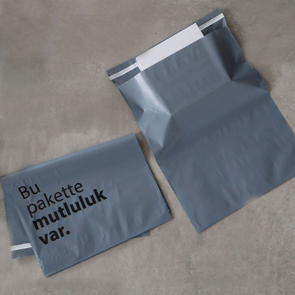 35x42 cm Kozmik Gri Renk Recycled Çevre Dostu Kargo Poşeti