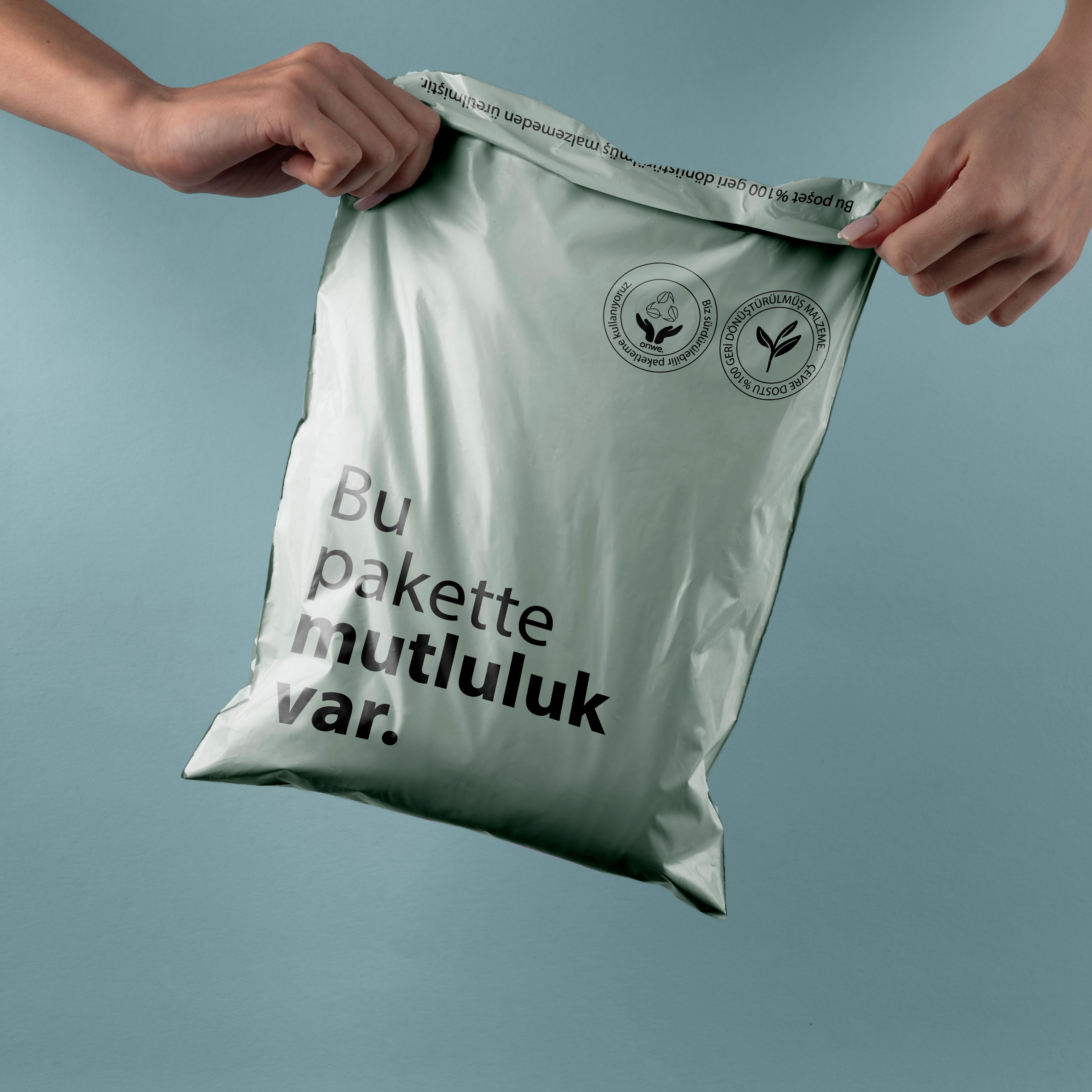 40x50 cm Kozmik Renk Mutluluk Baskılı Recycled Çevre Dostu Kargo Poşeti