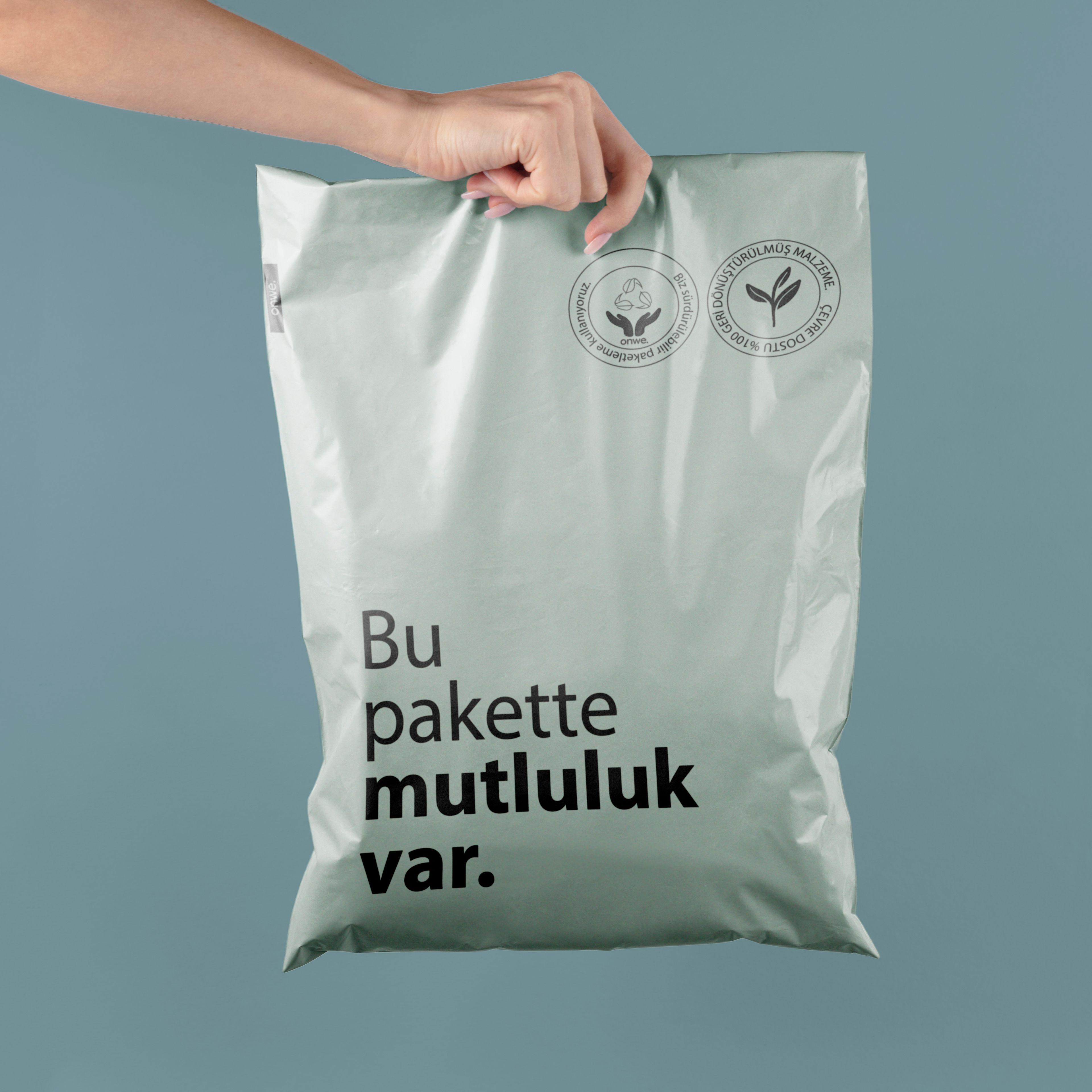 40x50 cm Kozmik Renk Mutluluk Baskılı Recycled Çevre Dostu Kargo Poşeti