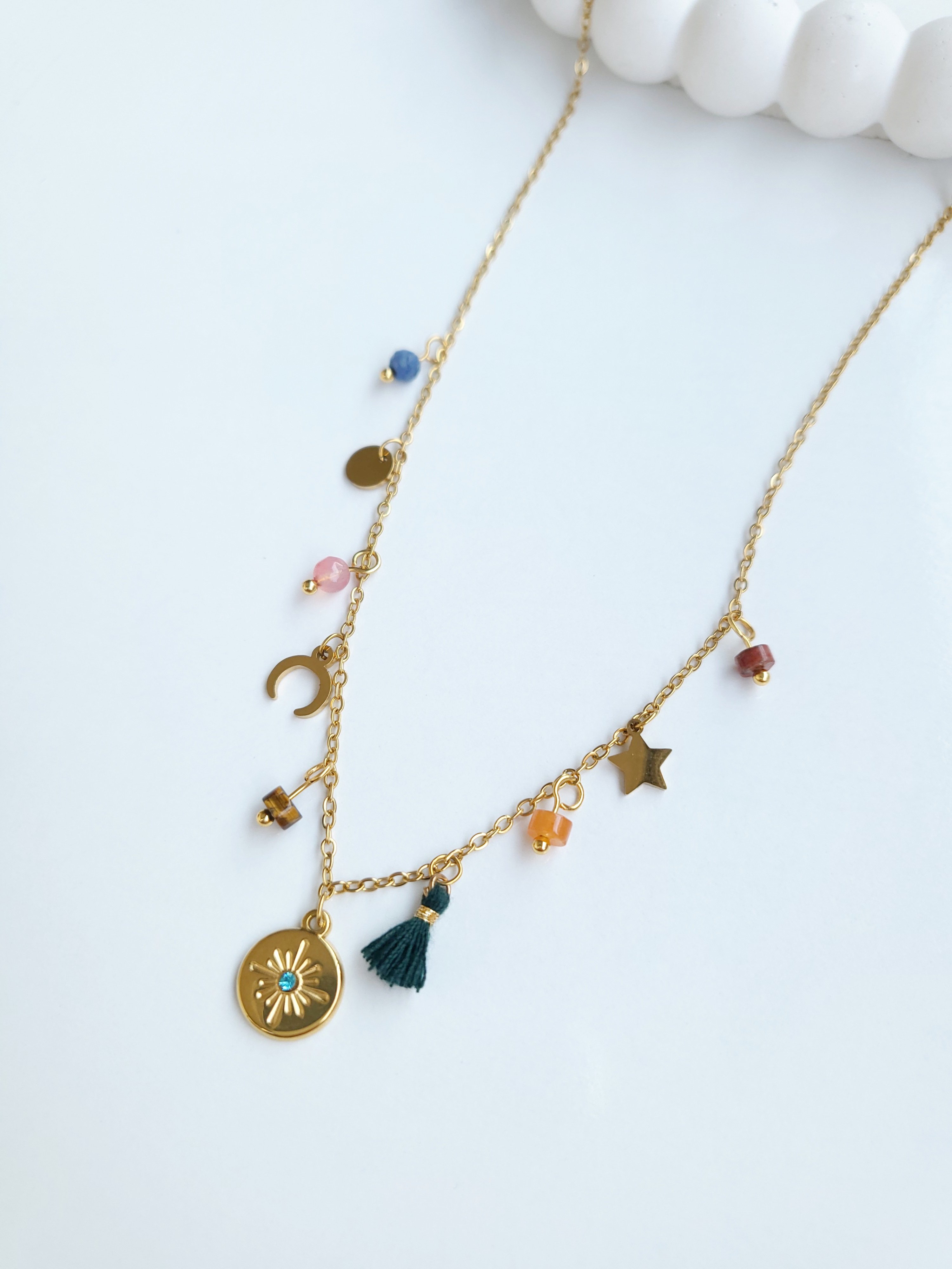Çelik Gold Charm Kolye