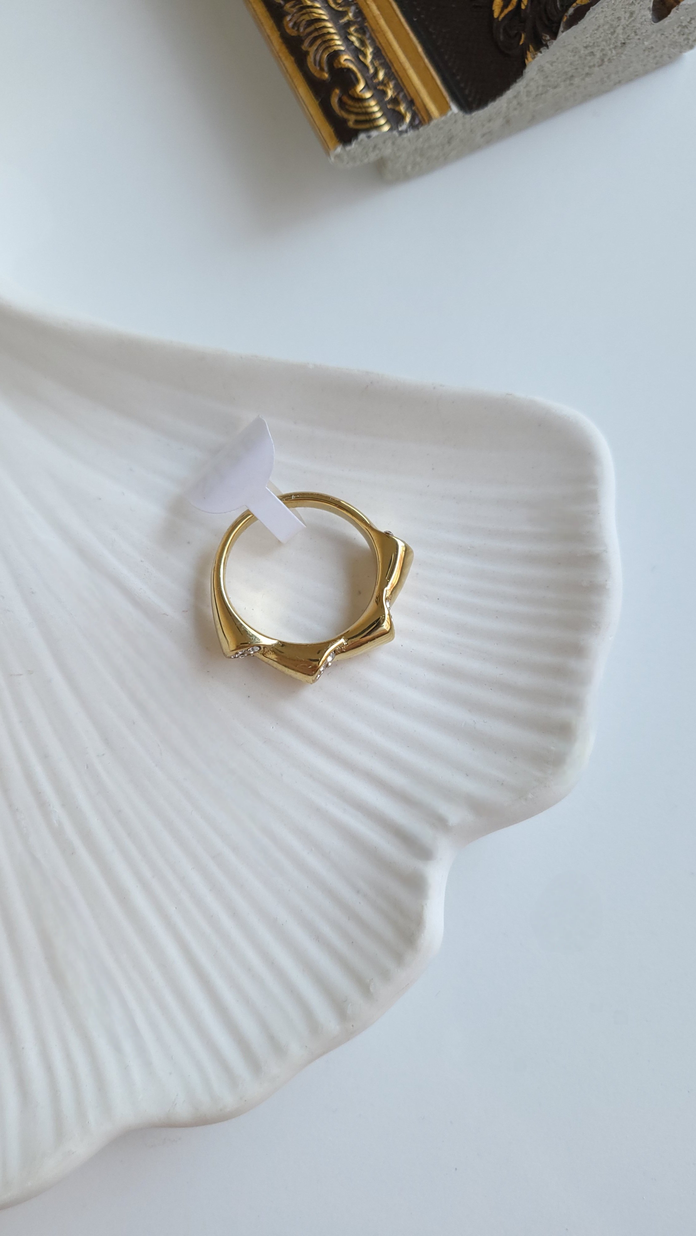 Çelik Gold Diamond Design Yüzük (9 Numara)