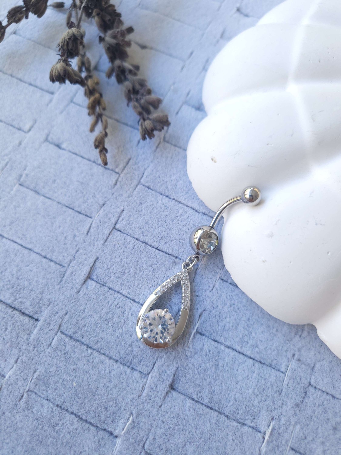 Çelik Silver Sallantılı Damla Göbek Piercing