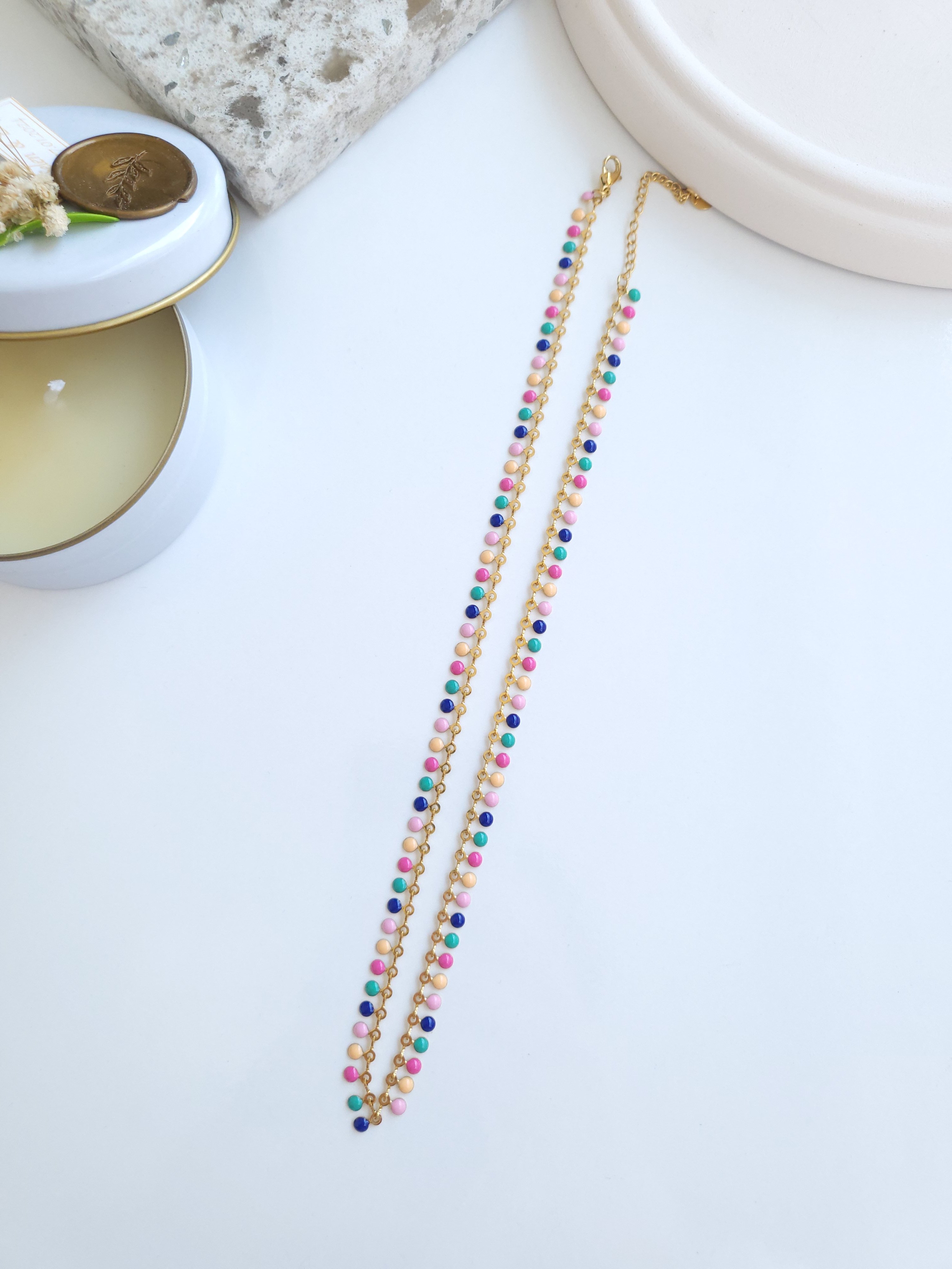 Çelik Gold Colourful Seri Kolye