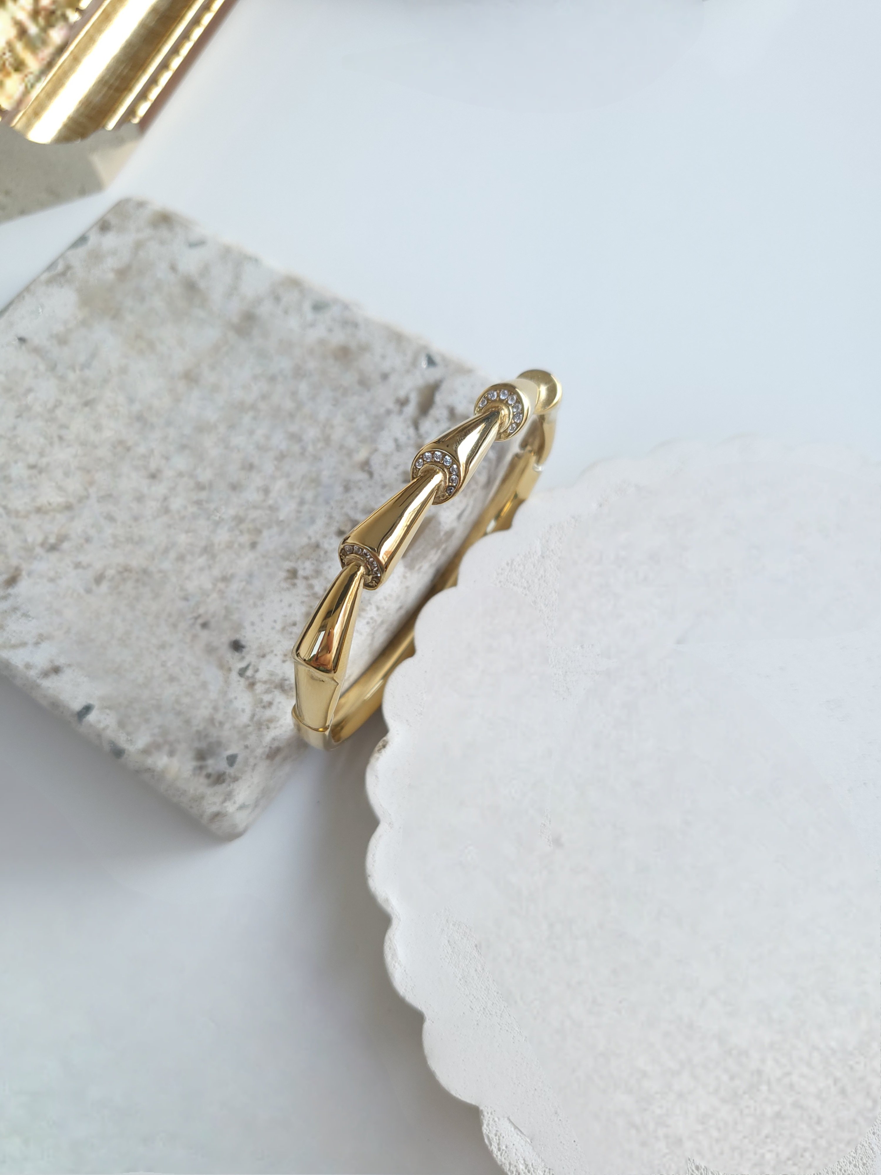 Luxury Çelik Gold Diamond Kelepçe