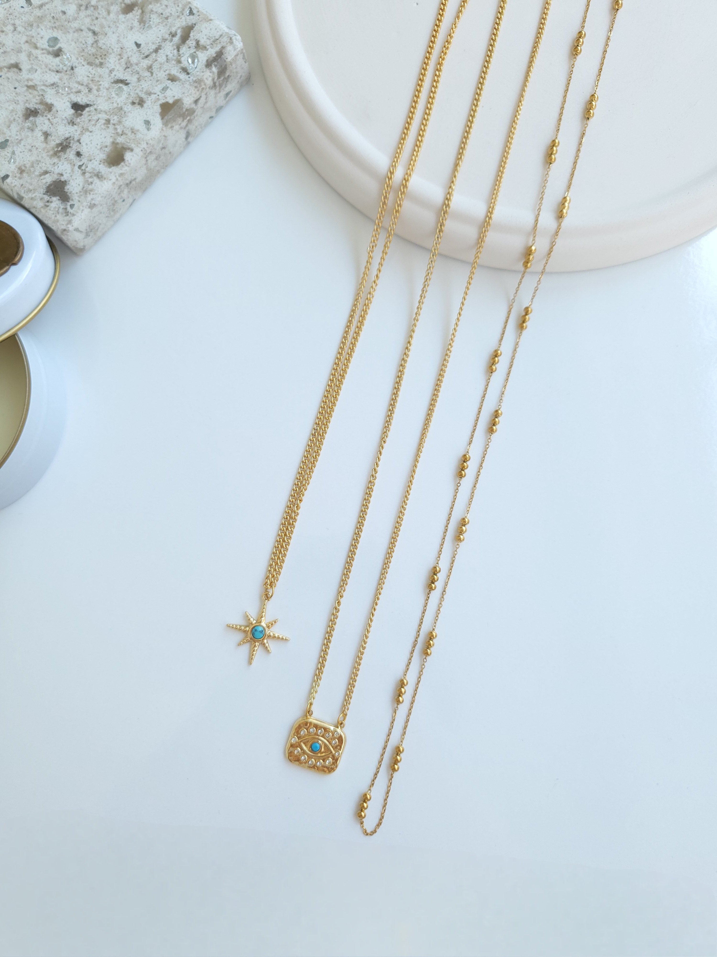 Çelik Gold 3'lü Set Kolye