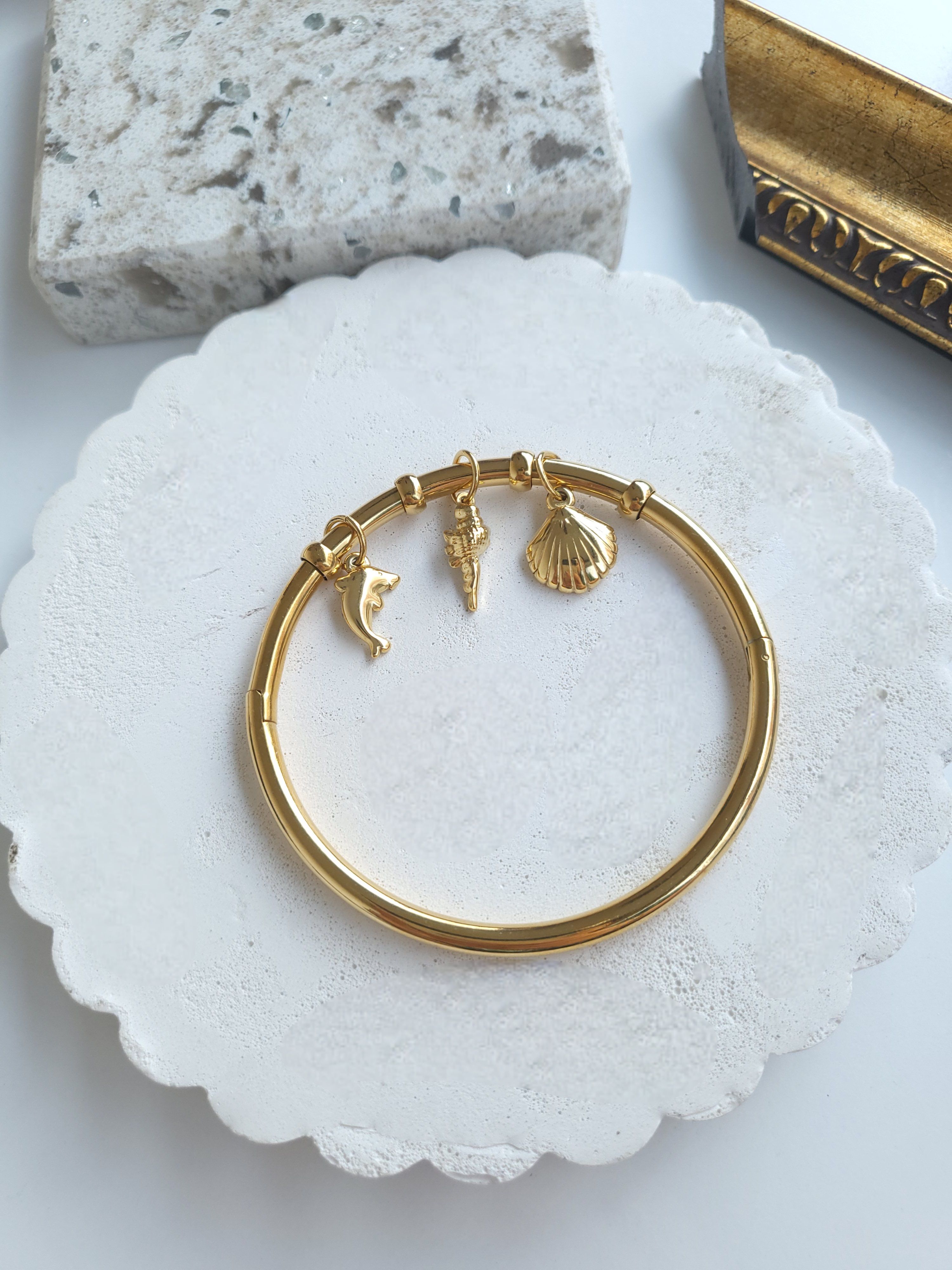 Luxury Çelik Gold Charm Kelepçe