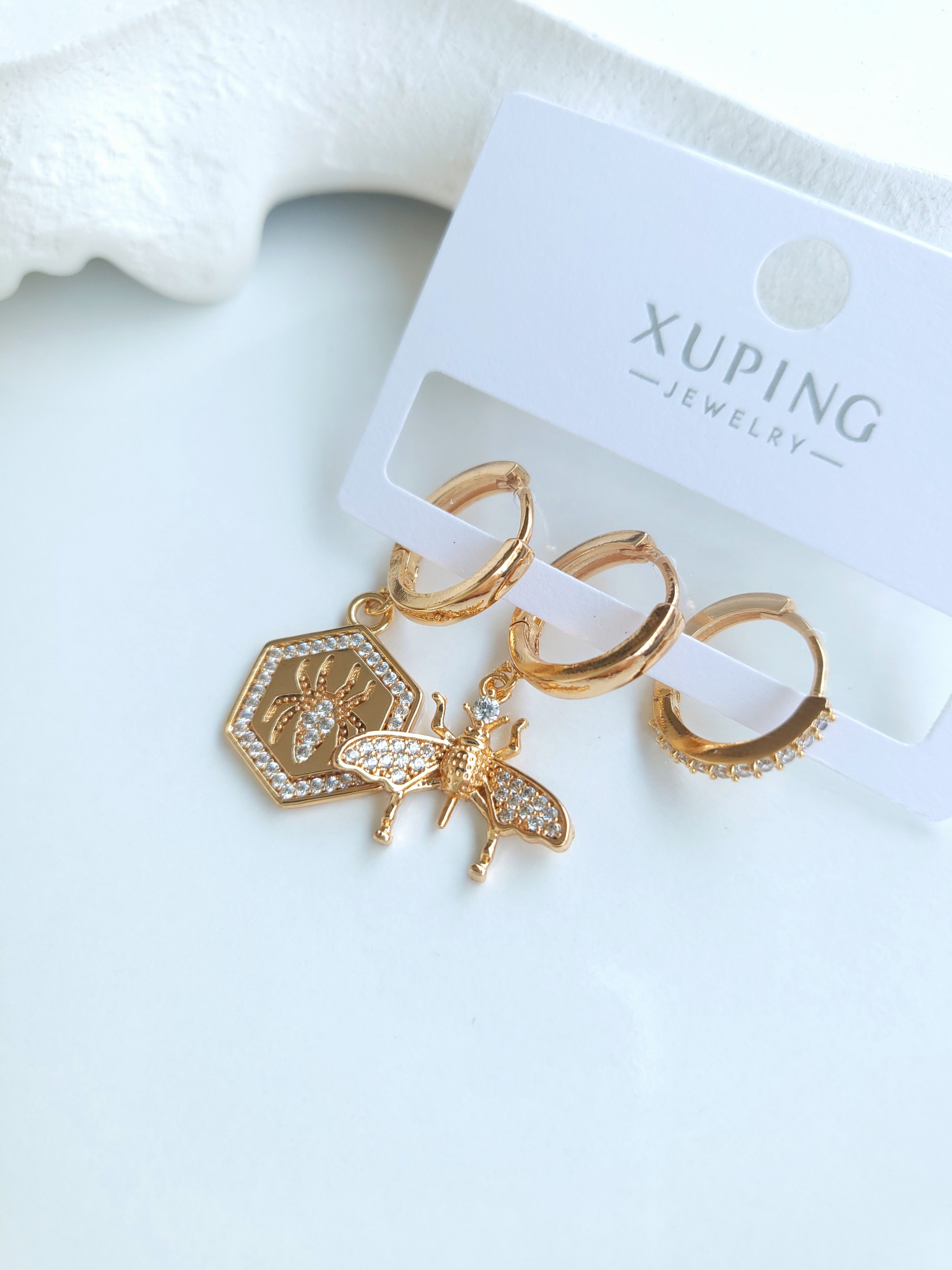 Xuping Rose Gold 3'lü Spider Küpe