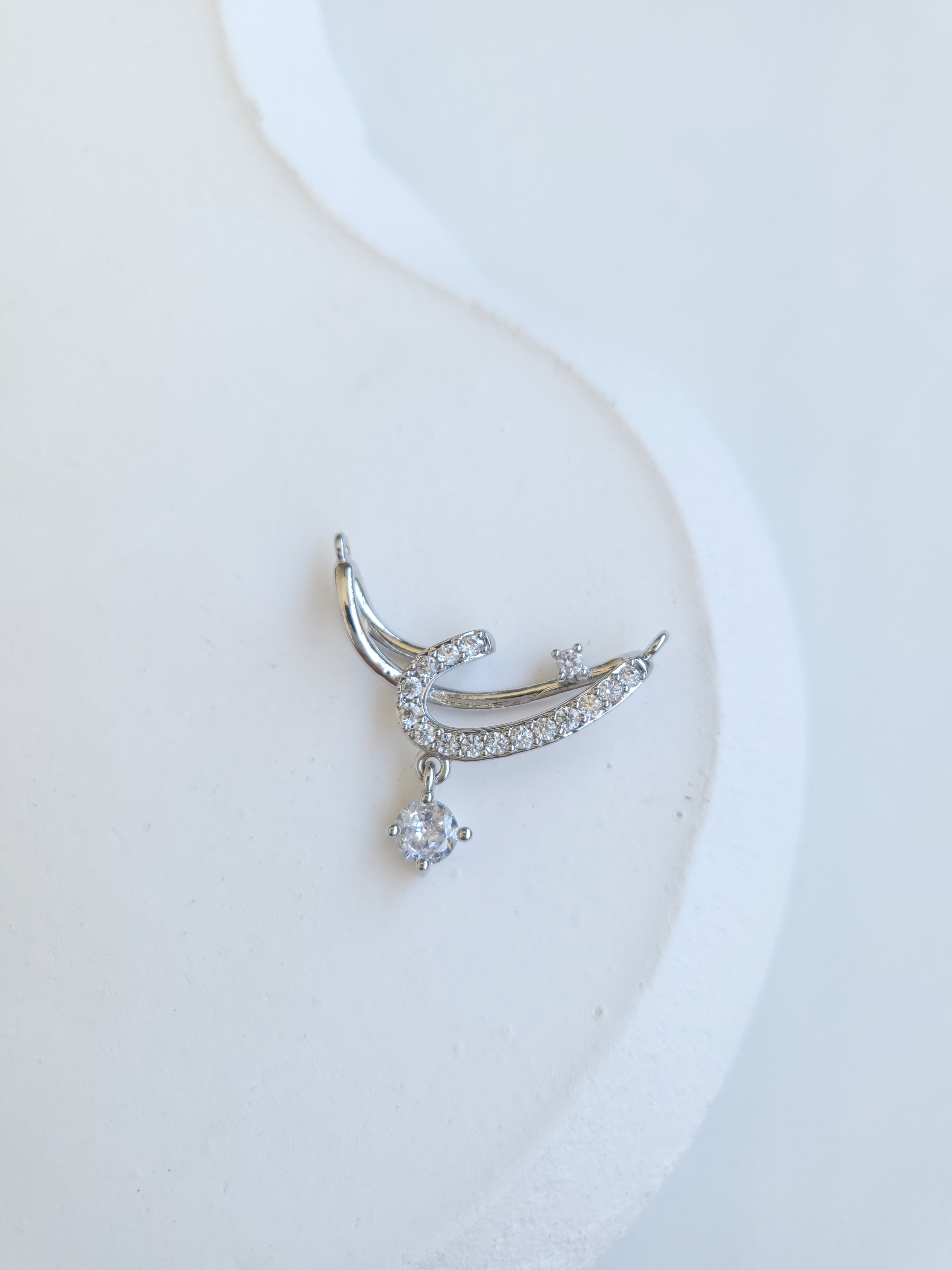 Çelik Silver Çift Girişli Kolye Ucu