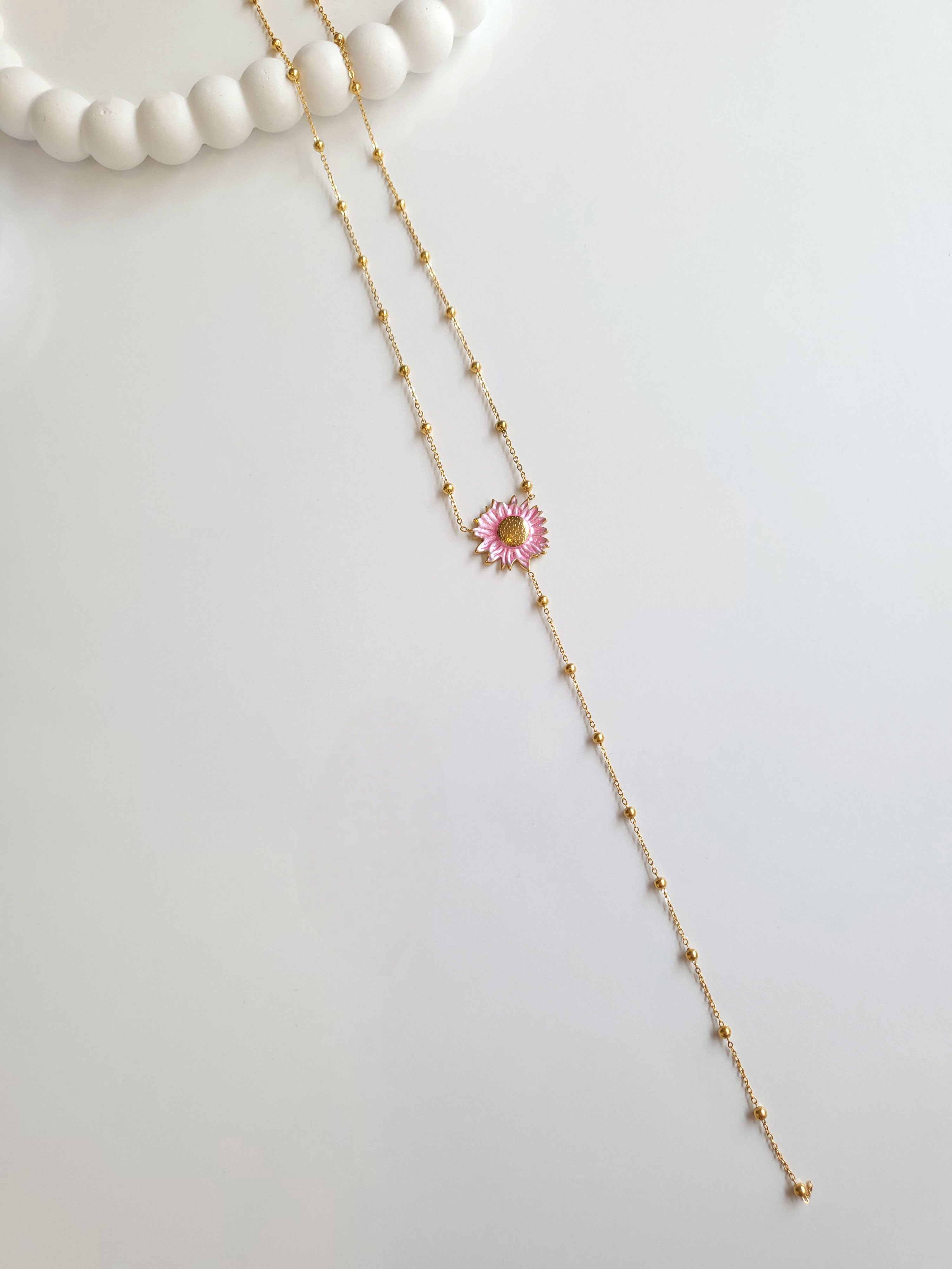 Çelik Gold Pembe Papatya Y Kolye