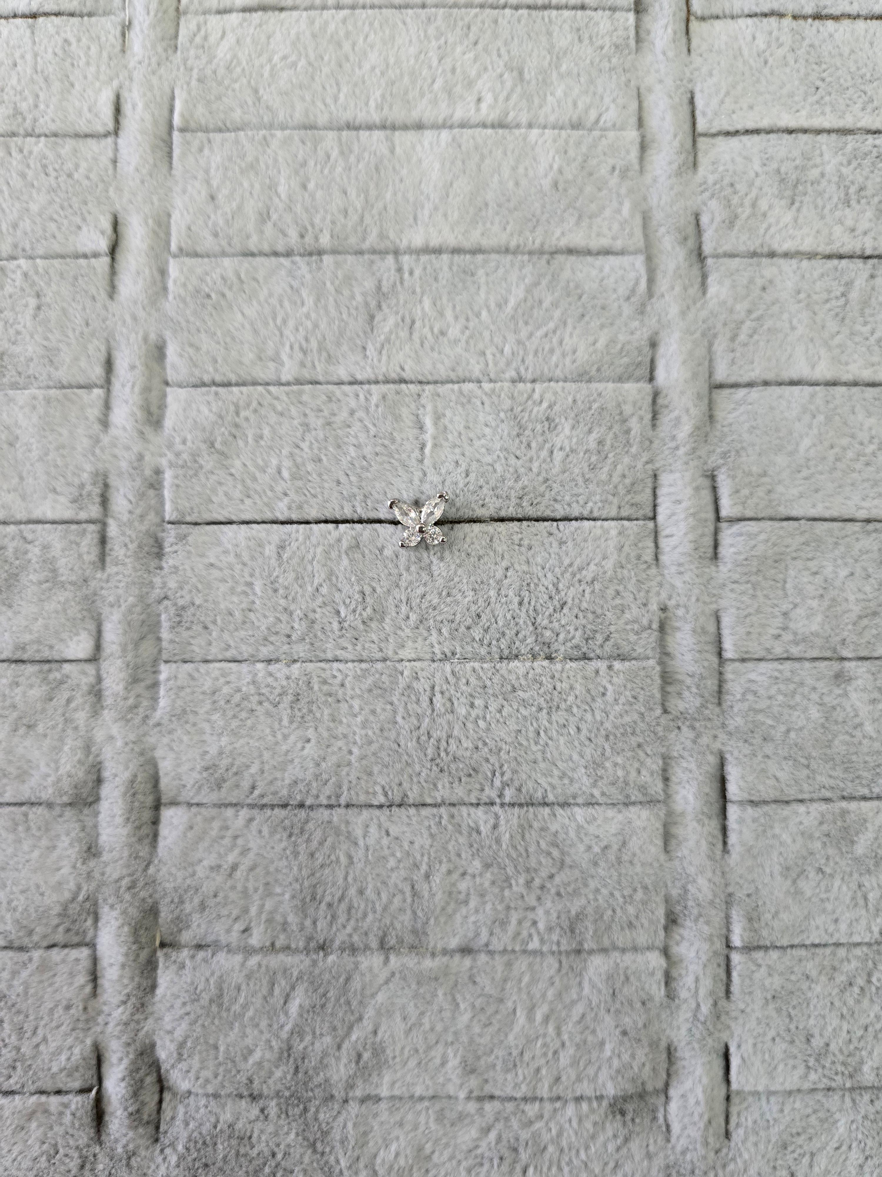 Çelik Silver Diamond Butterfly Tragus