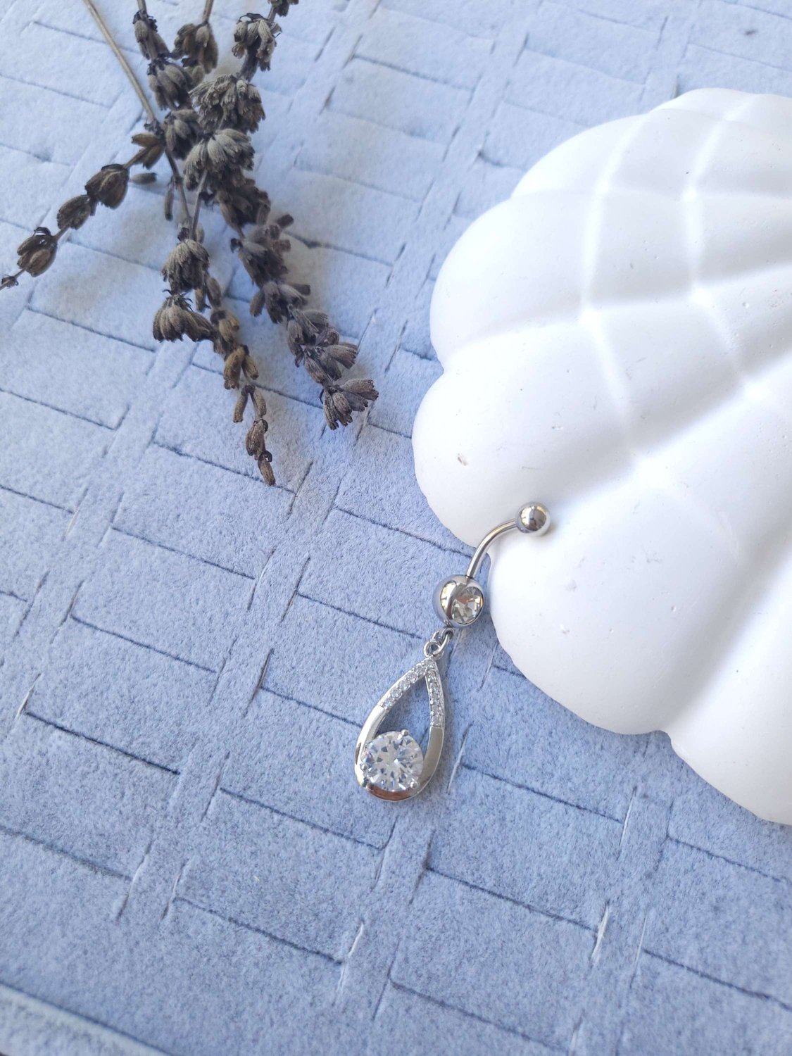 Çelik Silver Sallantılı Damla Göbek Piercing