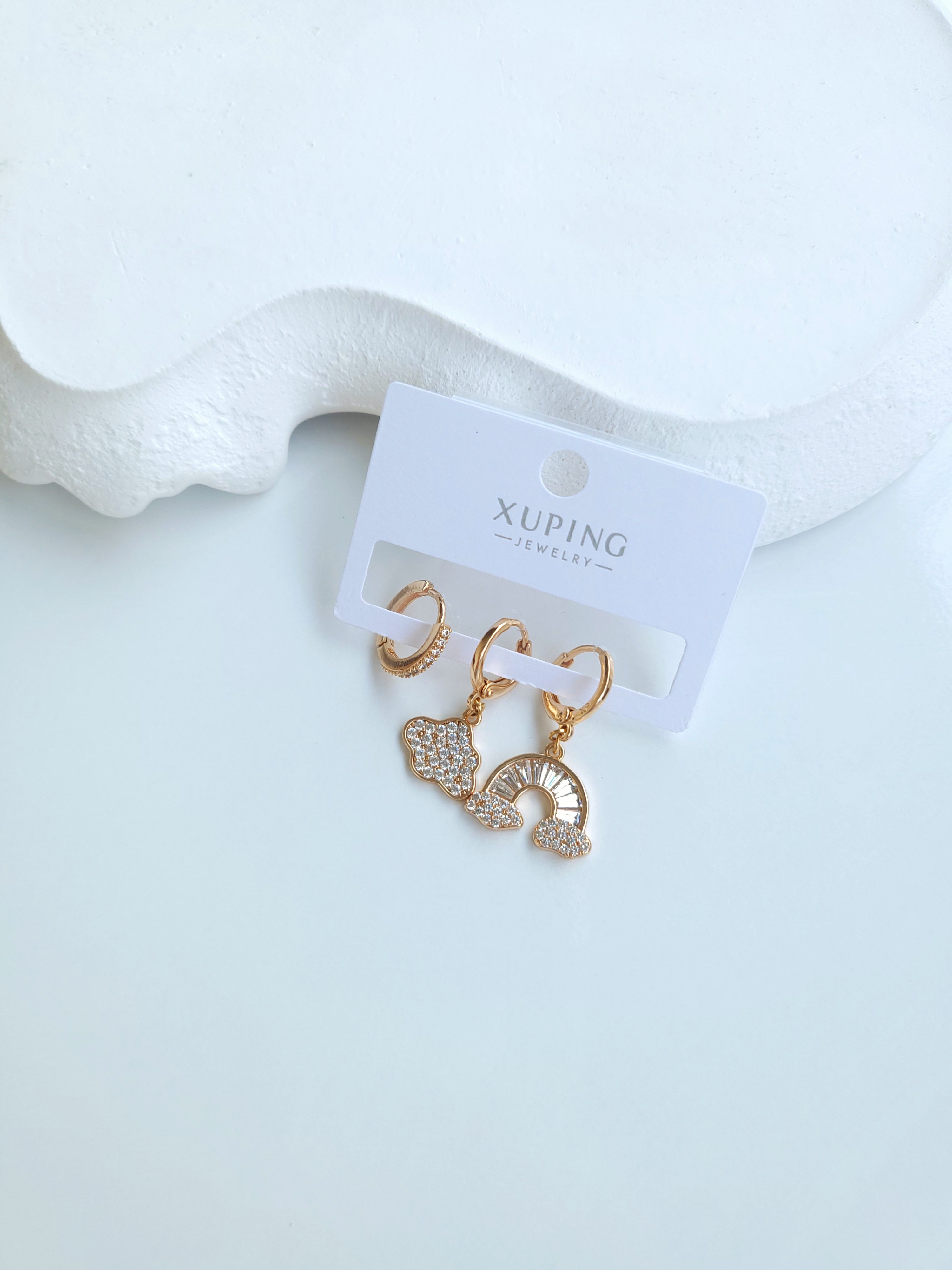 Xuping Rose Gold 3'lü Bulut Küpe