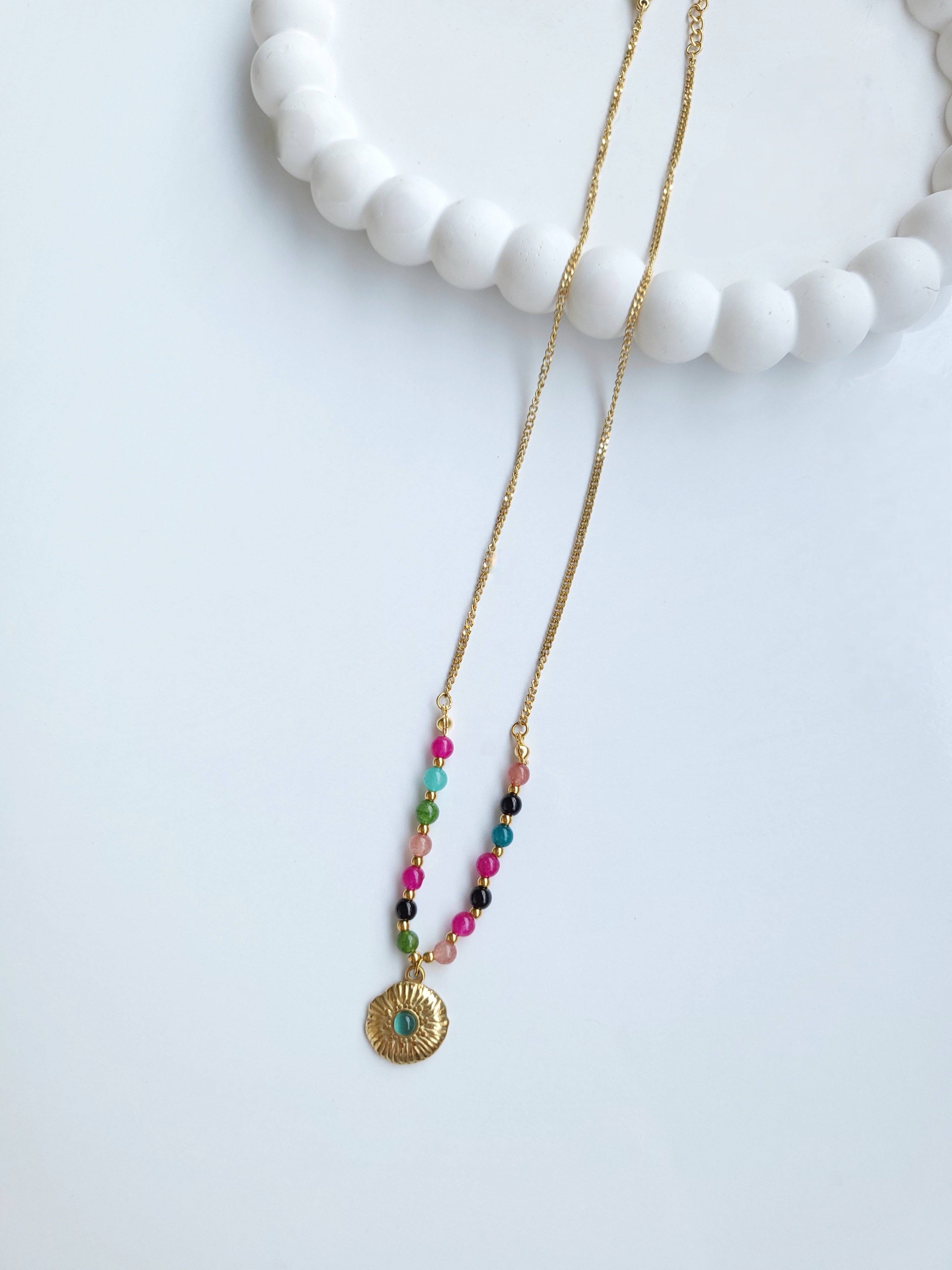 Çelik Gold Renkli Boncuklu Fashion Kolye