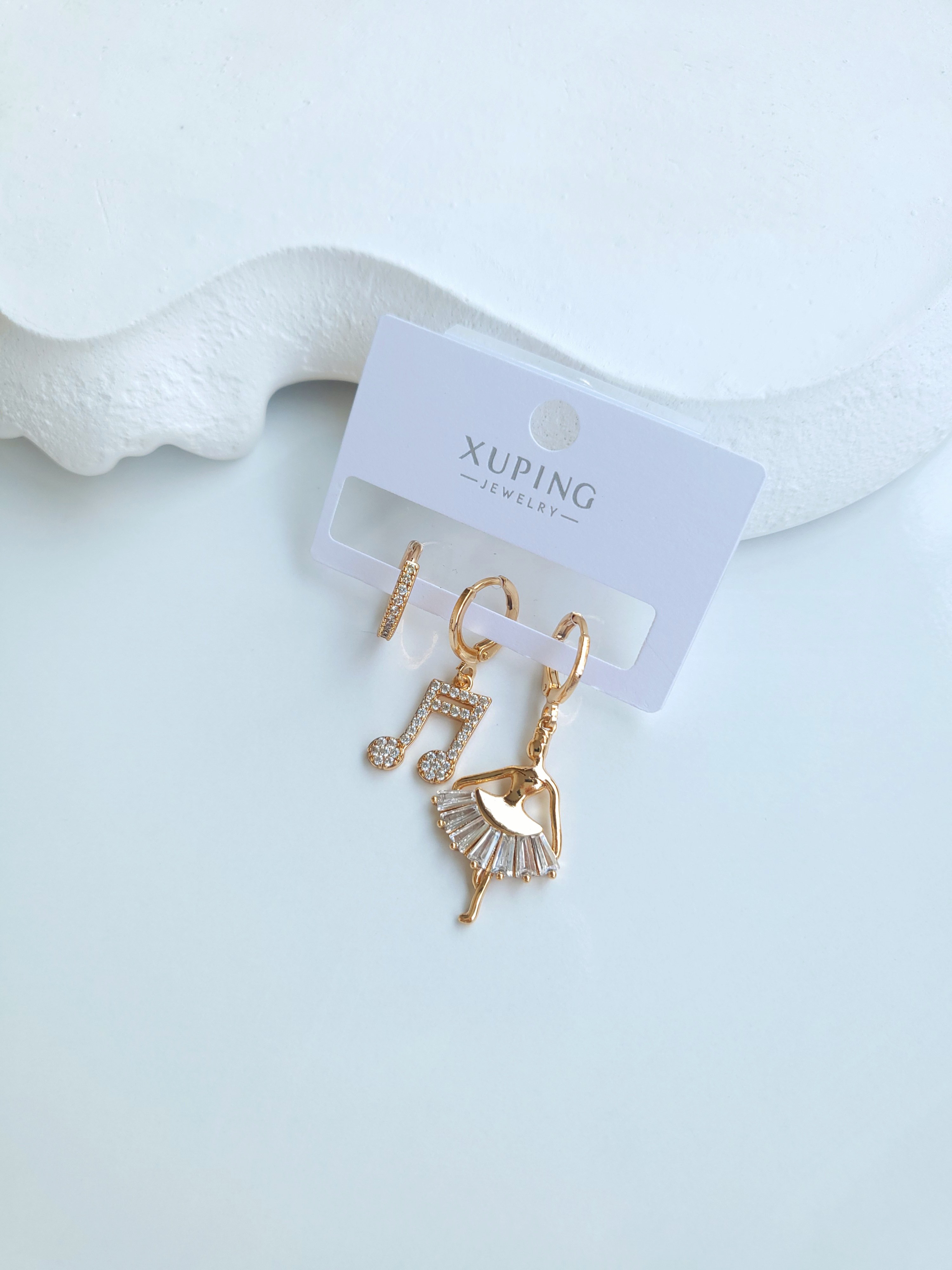Xuping Rose Gold 3'lü Melodi Küpe