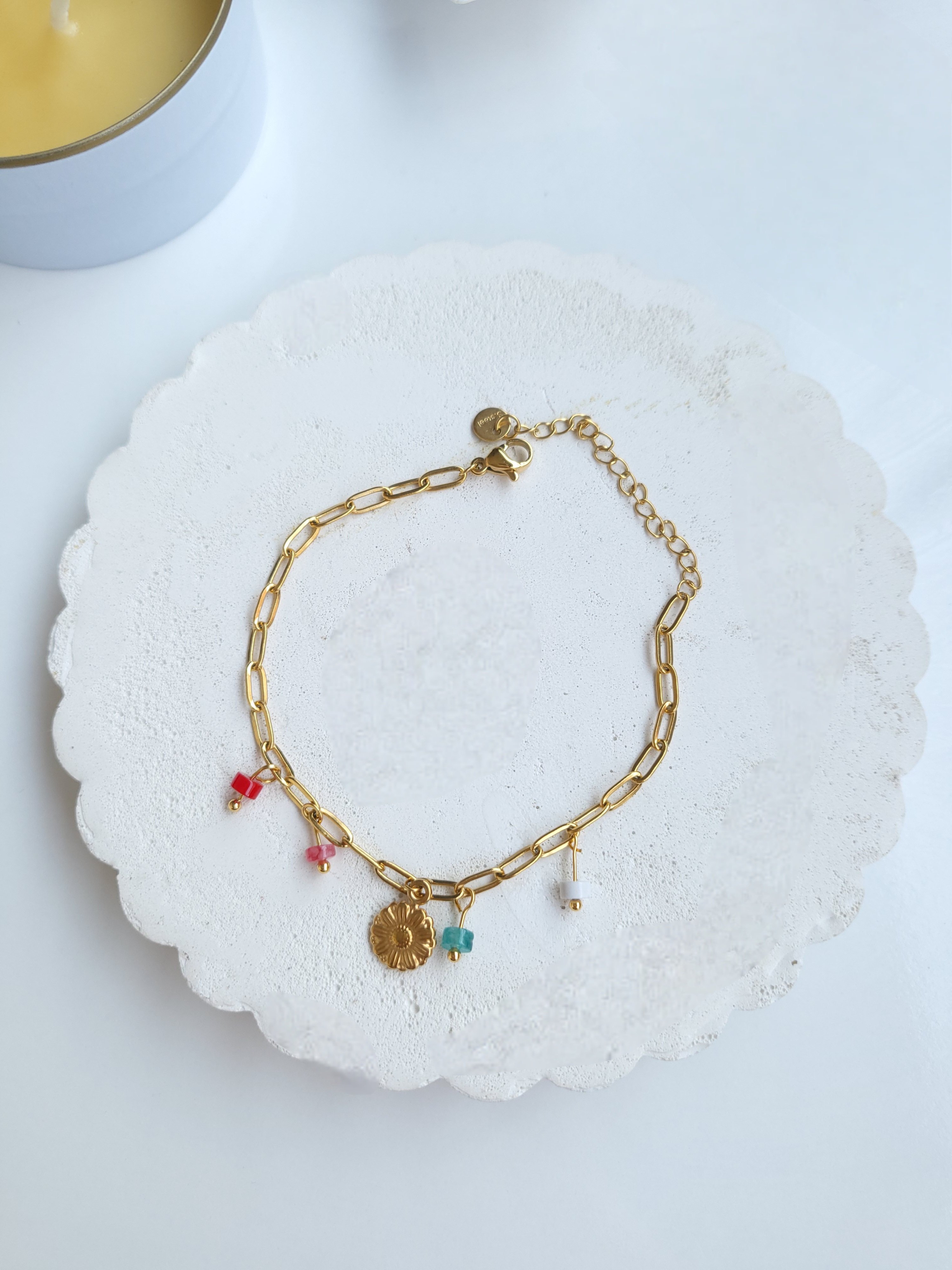 Çelik Gold Antik Charm Bileklik
