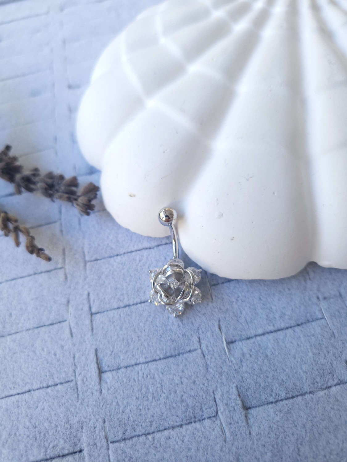 Çelik Silver Rose Göbek Piercing