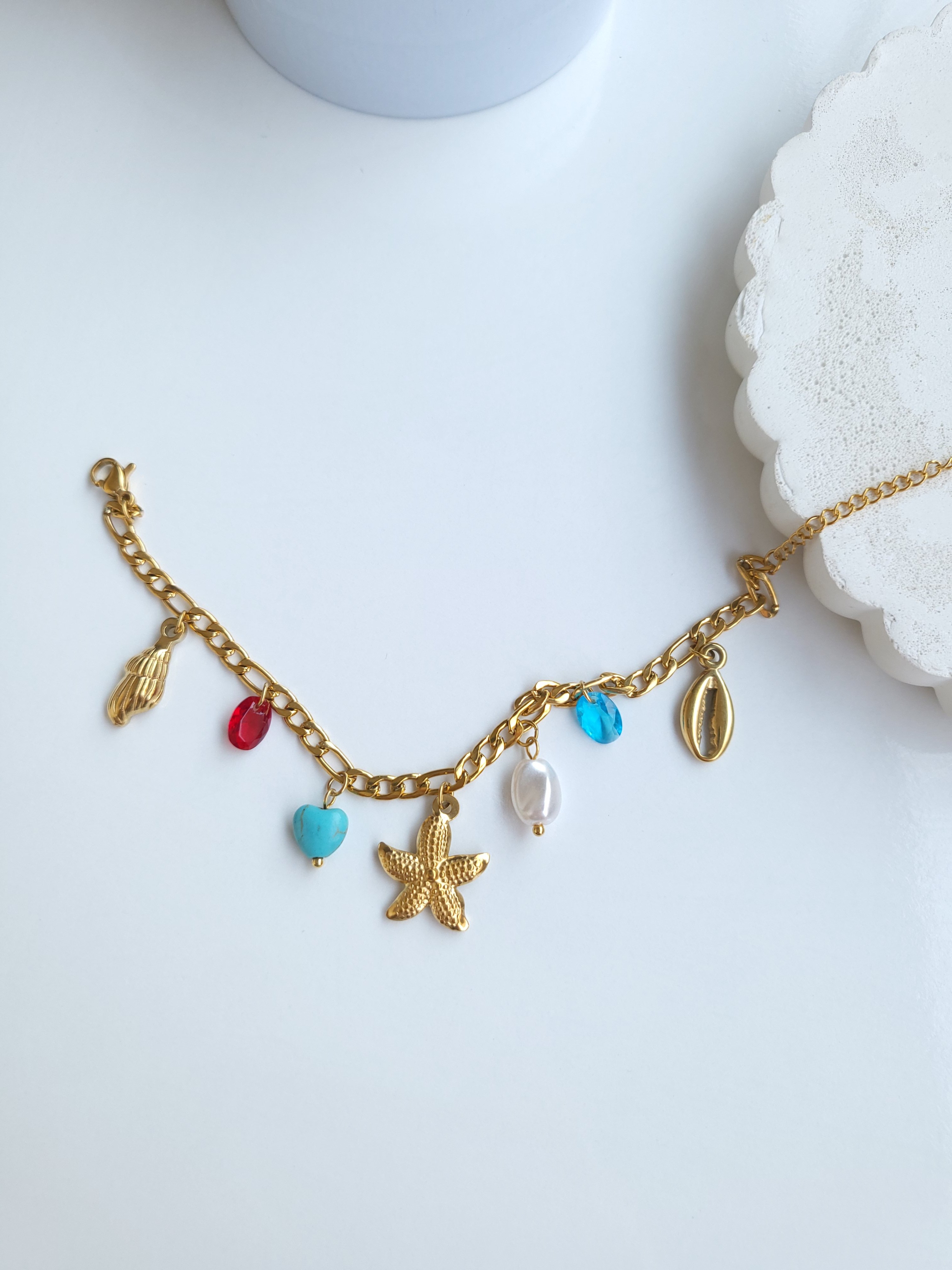 Çelik Gold Antik Charm Bileklik