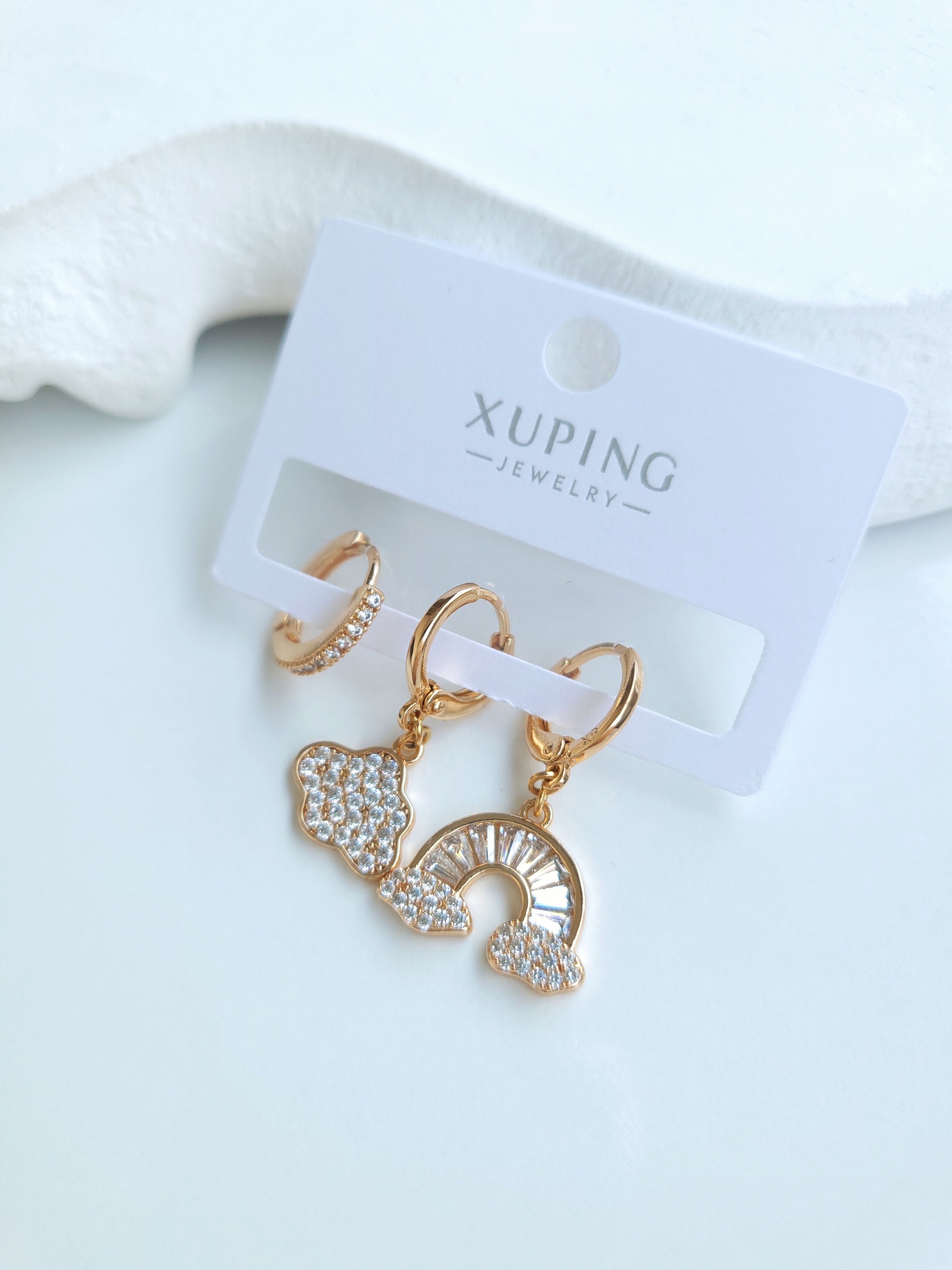 Xuping Rose Gold 3'lü Bulut Küpe
