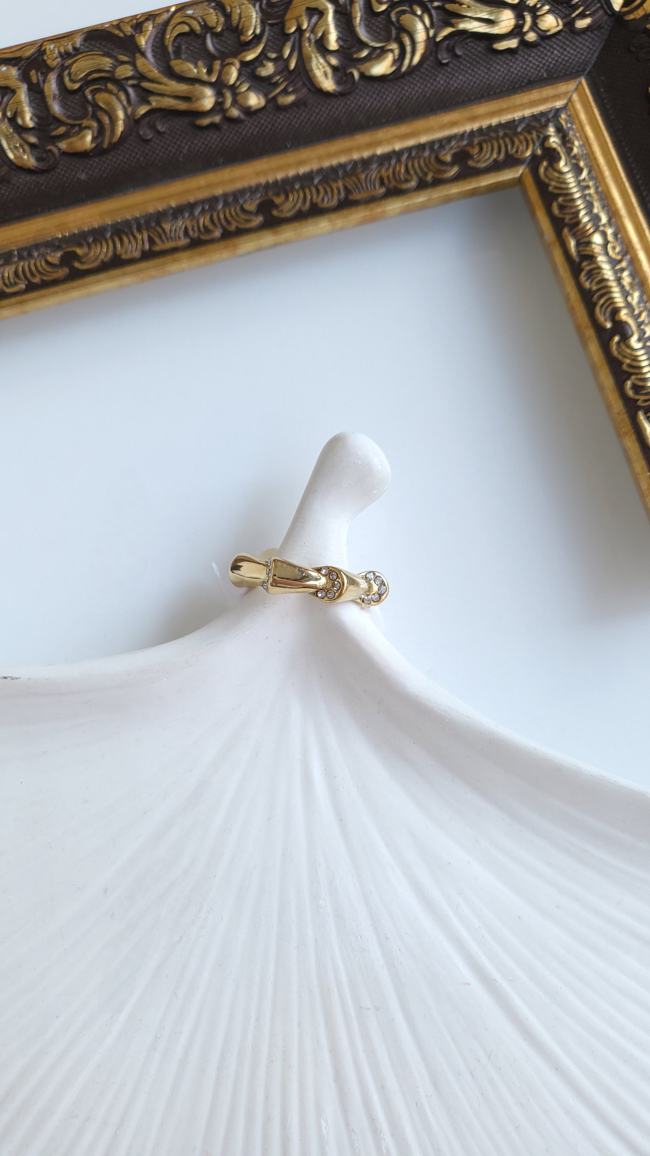 Çelik Gold Diamond Design Yüzük (7 Numara)