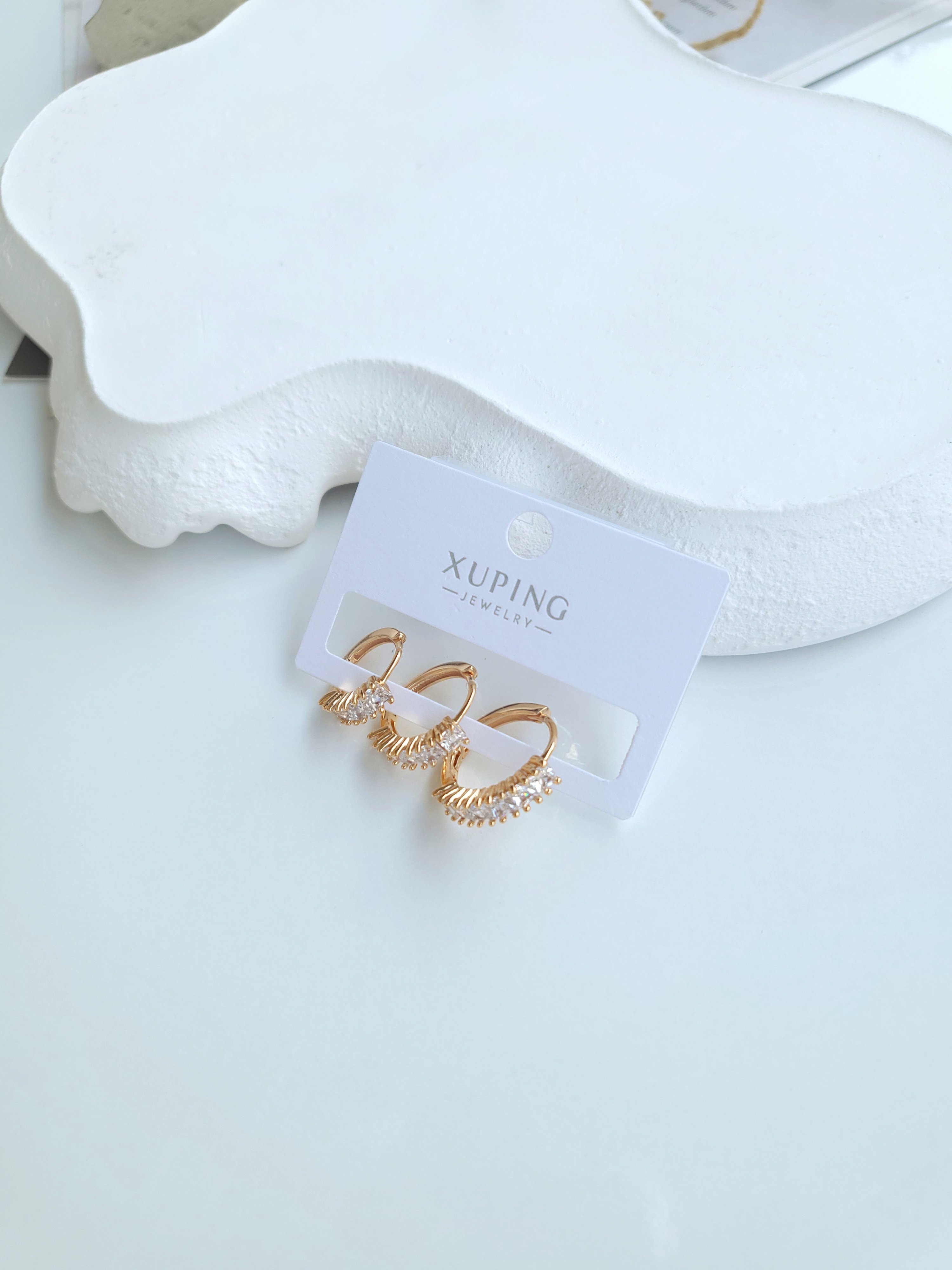 Xuping Rose Gold 3'lü Diamond Küpe