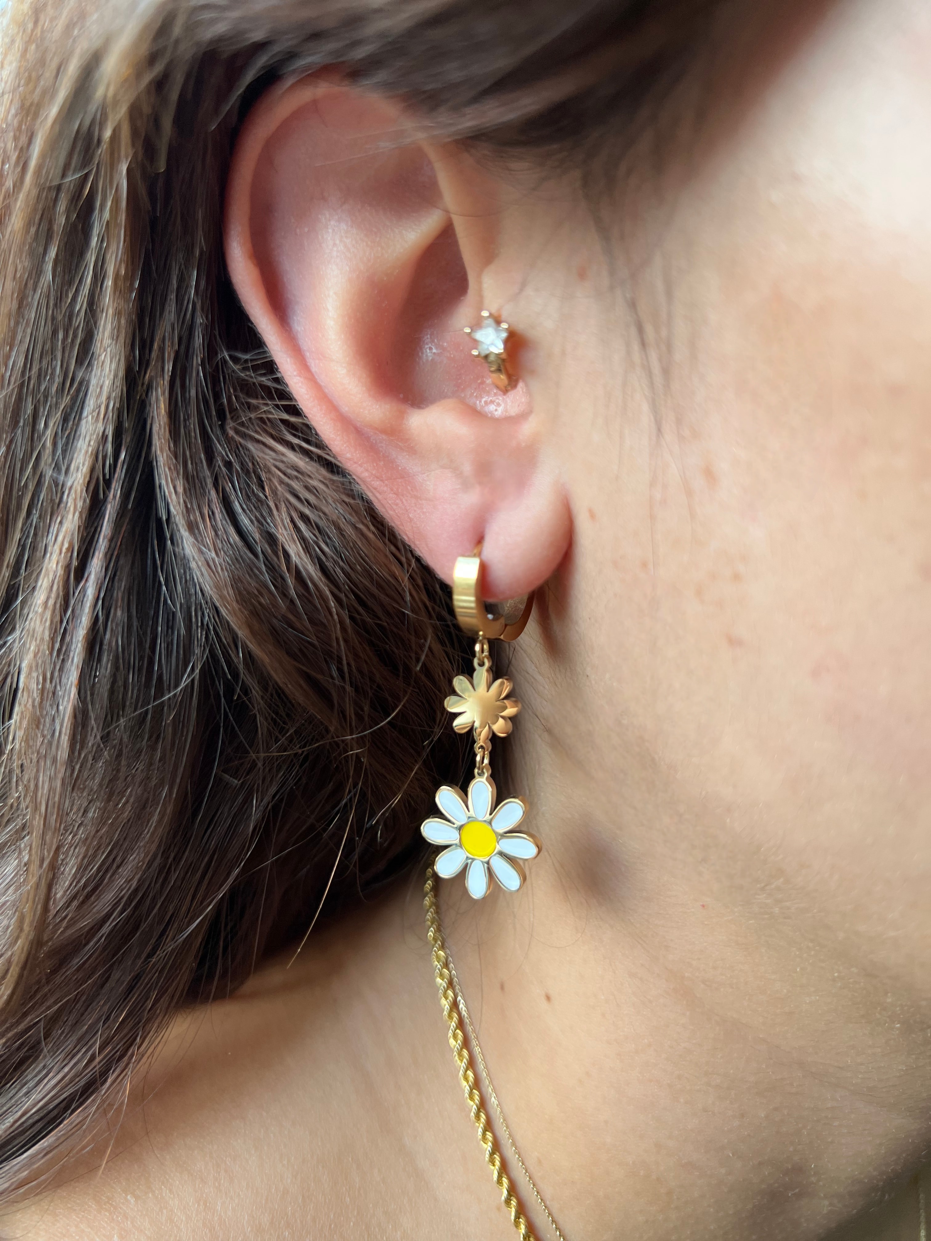 Çelik Gold Papatya Küpe