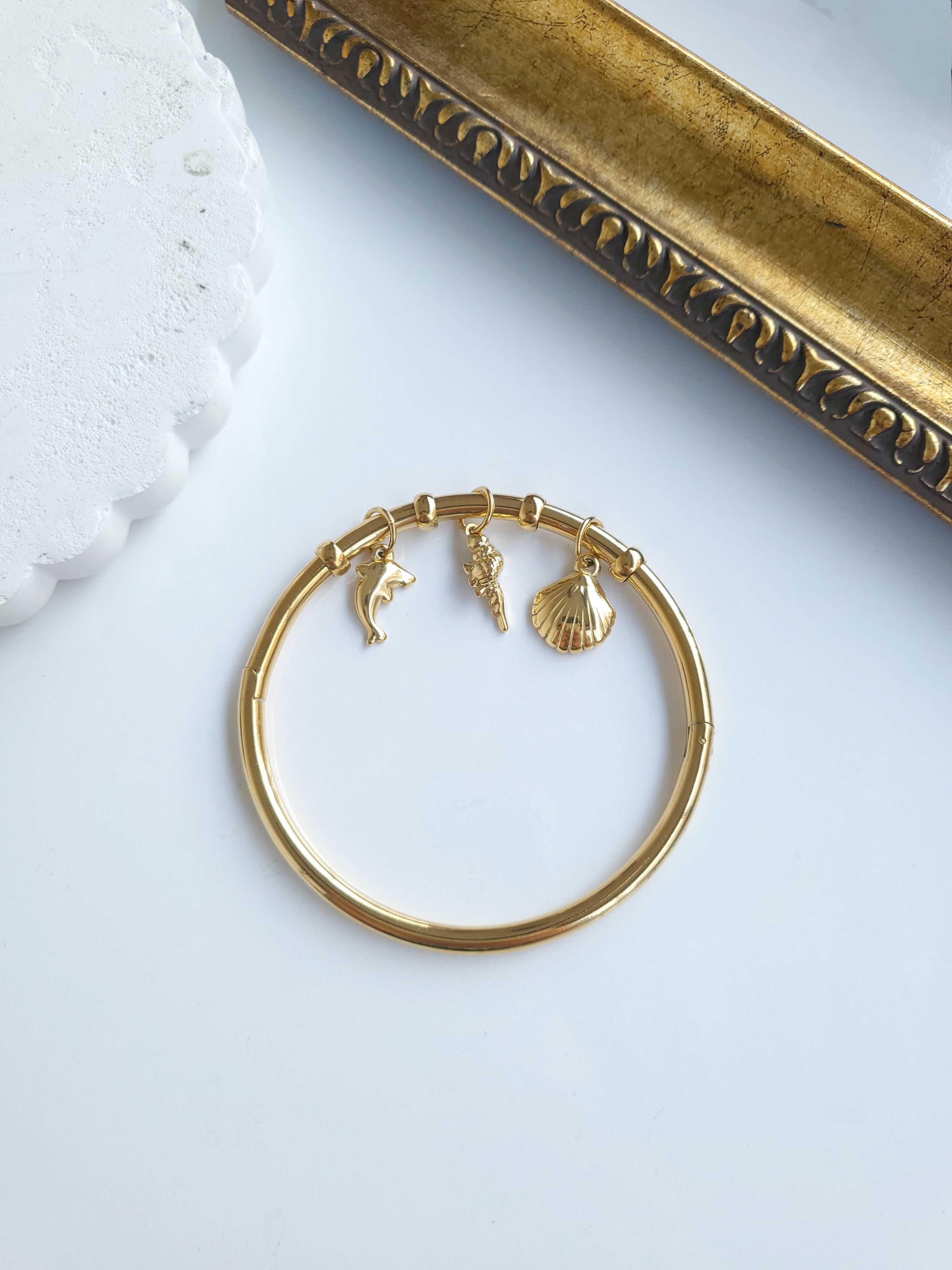 Luxury Çelik Gold Charm Kelepçe