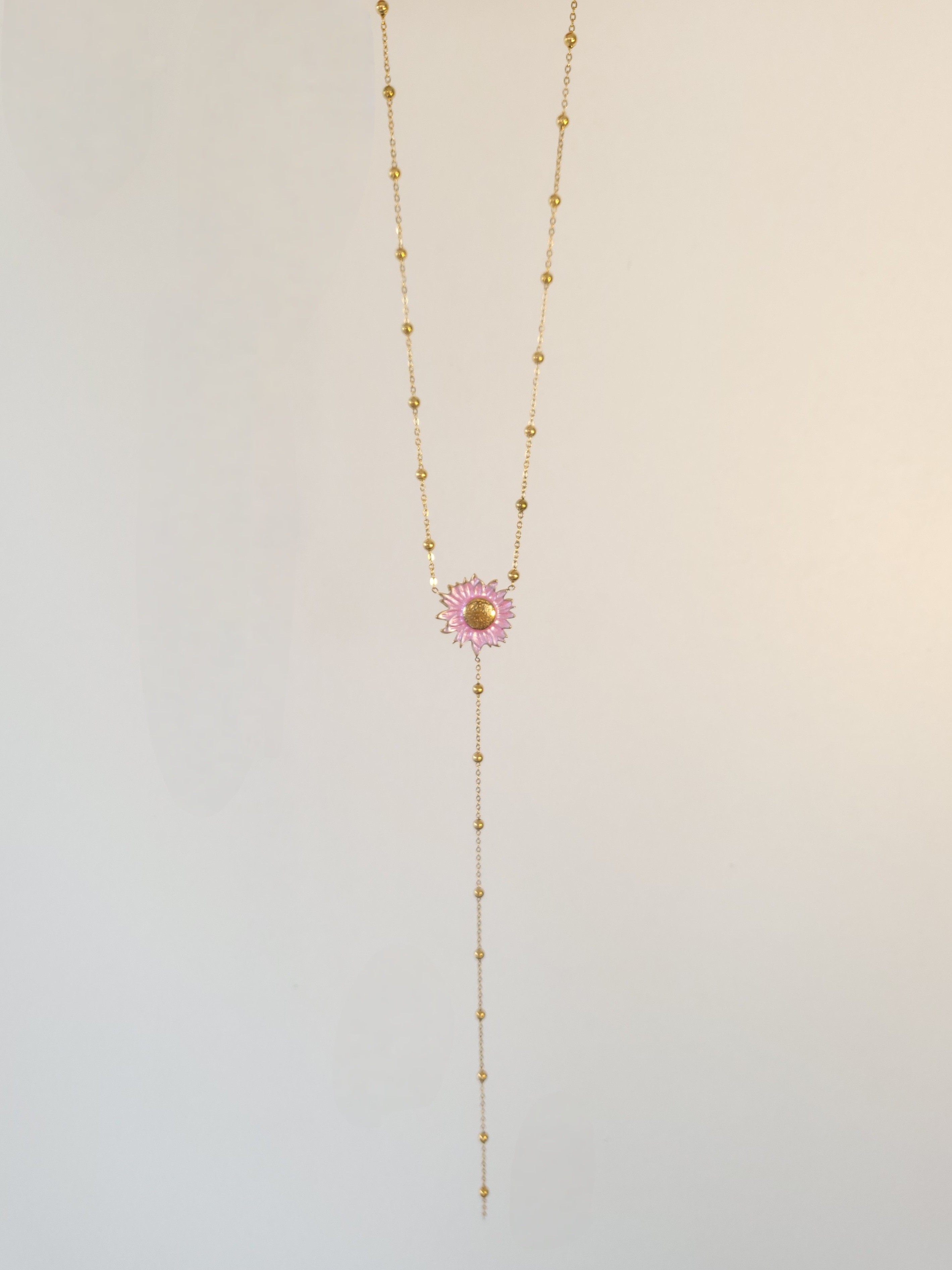 Çelik Gold Pembe Papatya Y Kolye