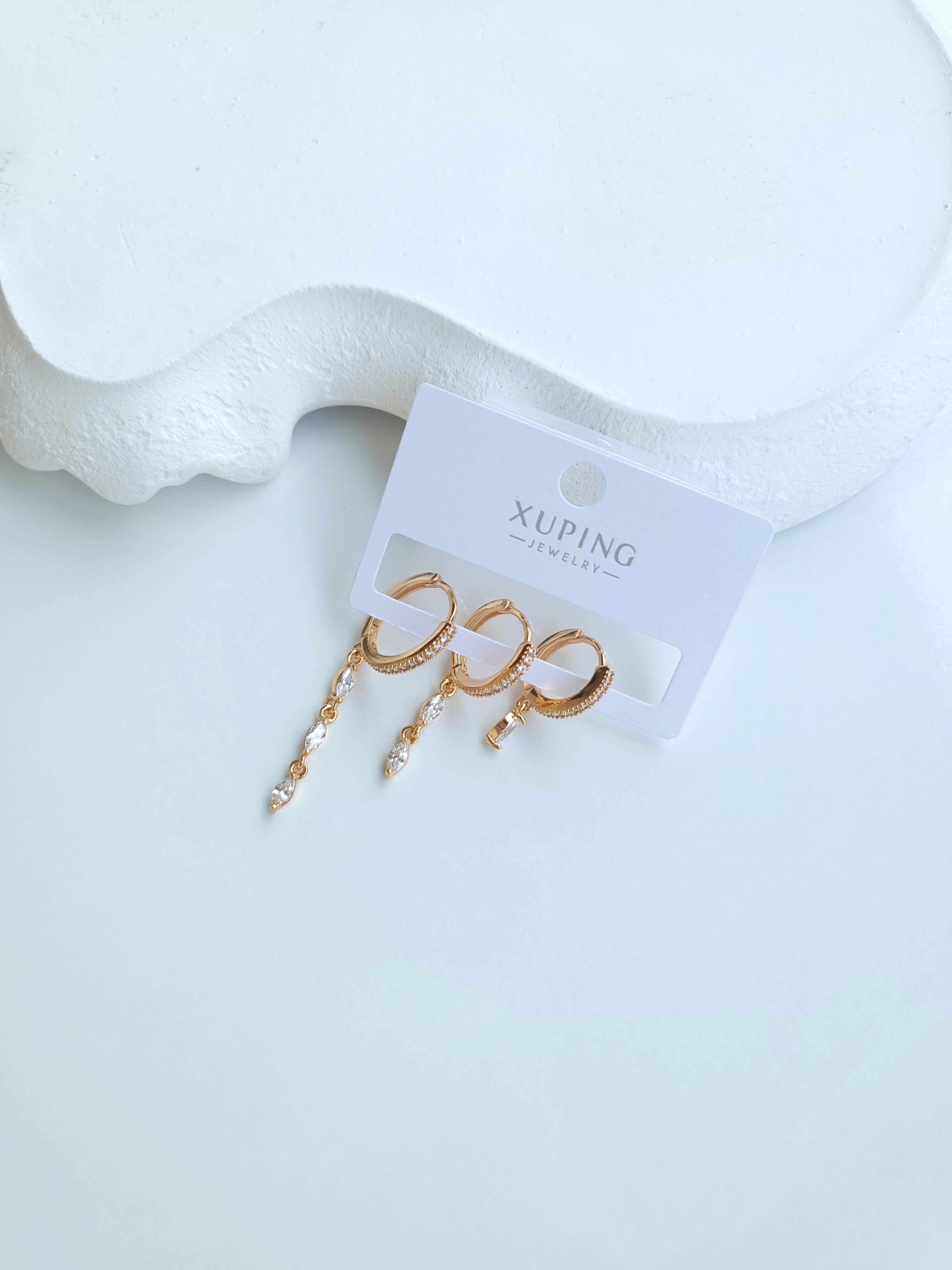 Xuping Rose Gold 3'lü Damla Küpe