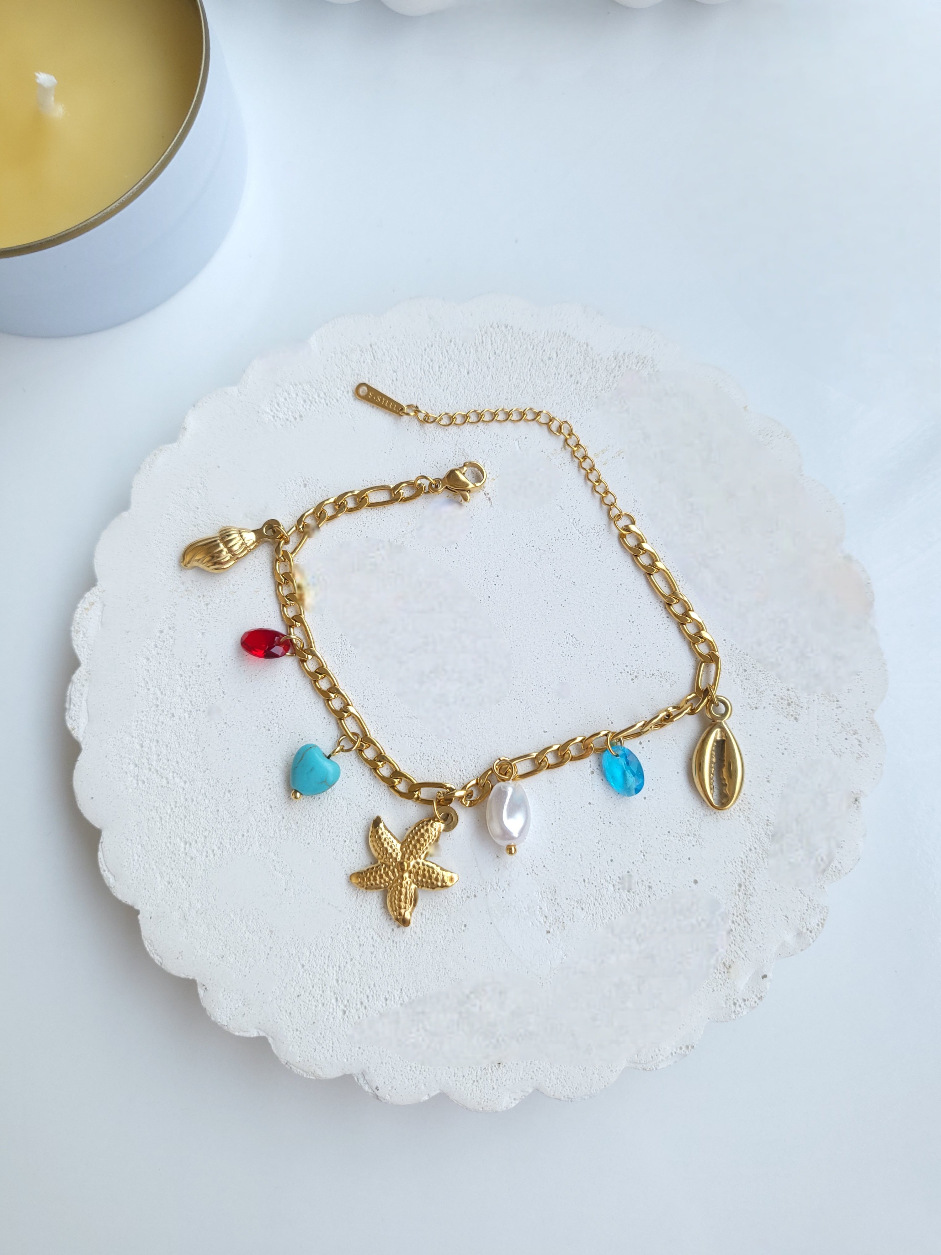 Çelik Gold Antik Charm Bileklik
