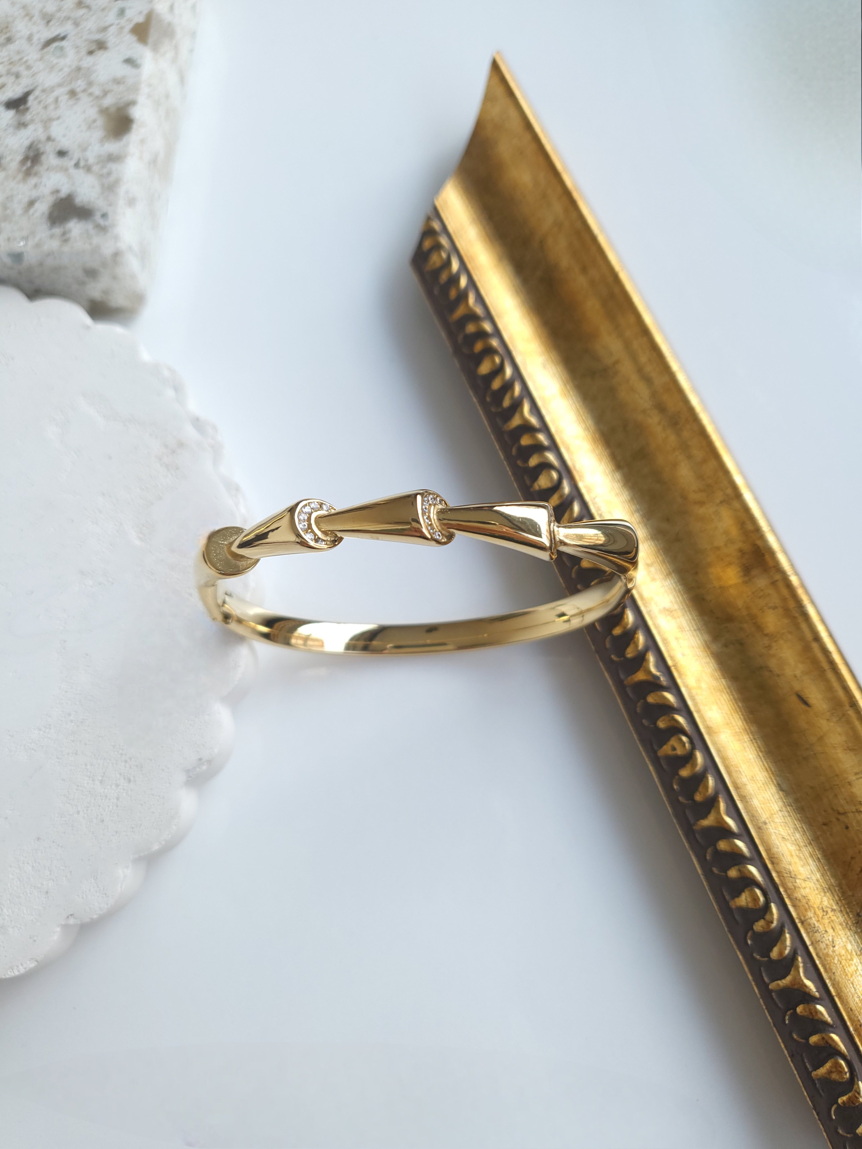 Luxury Çelik Gold Diamond Kelepçe