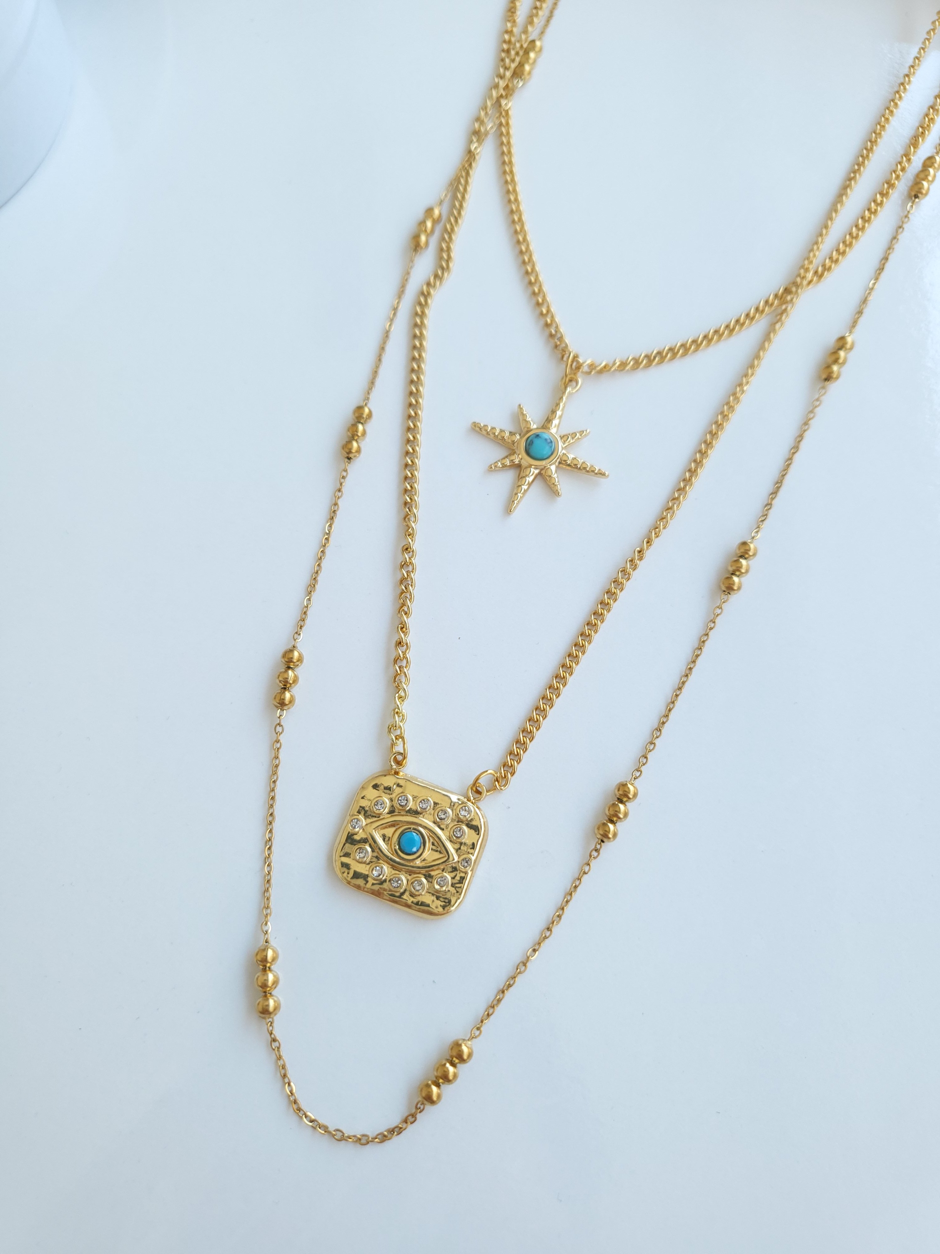 Çelik Gold 3'lü Set Kolye