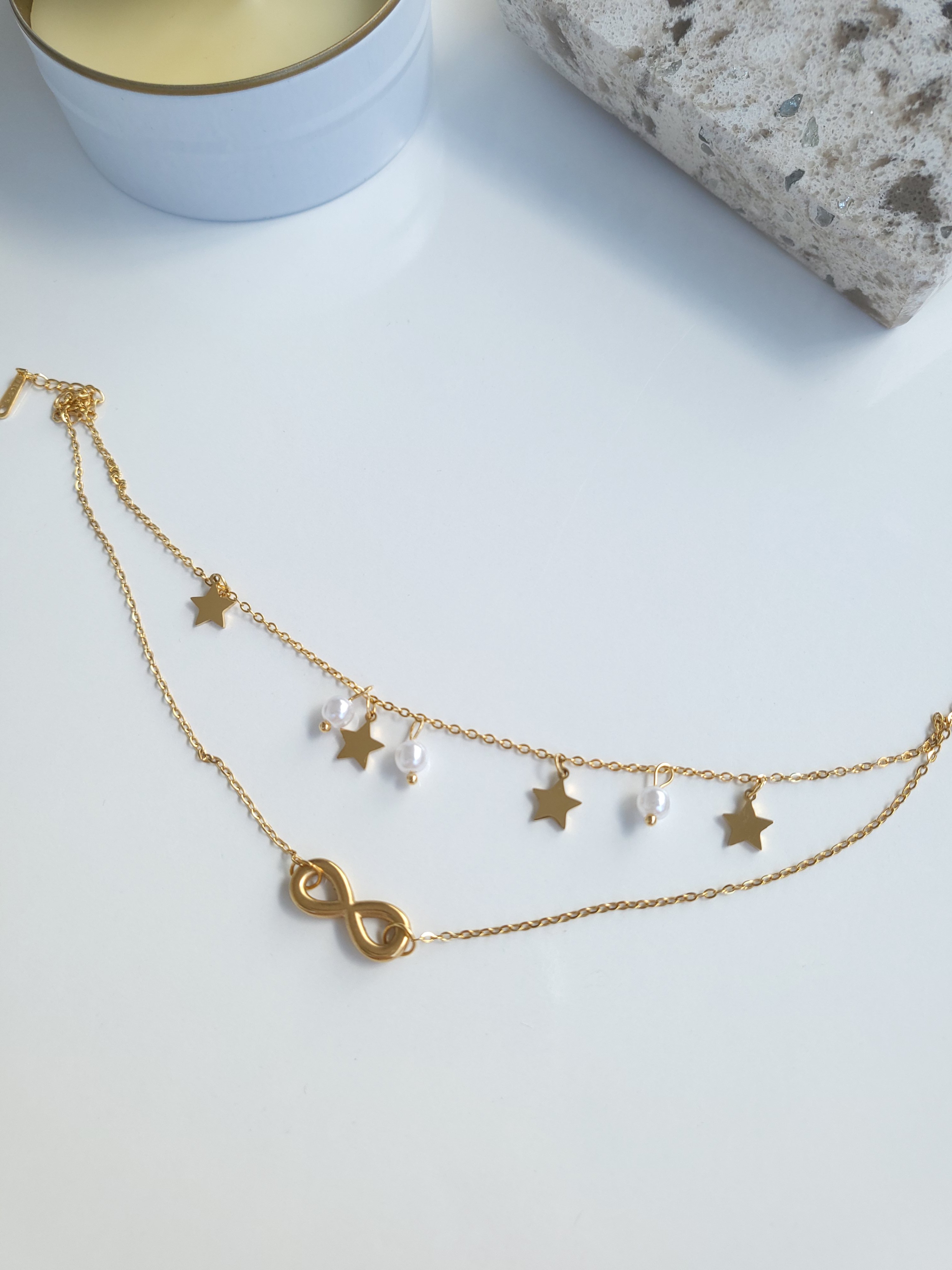 Çelik Gold 2'li Sonsuzluk İşaretli Halhal