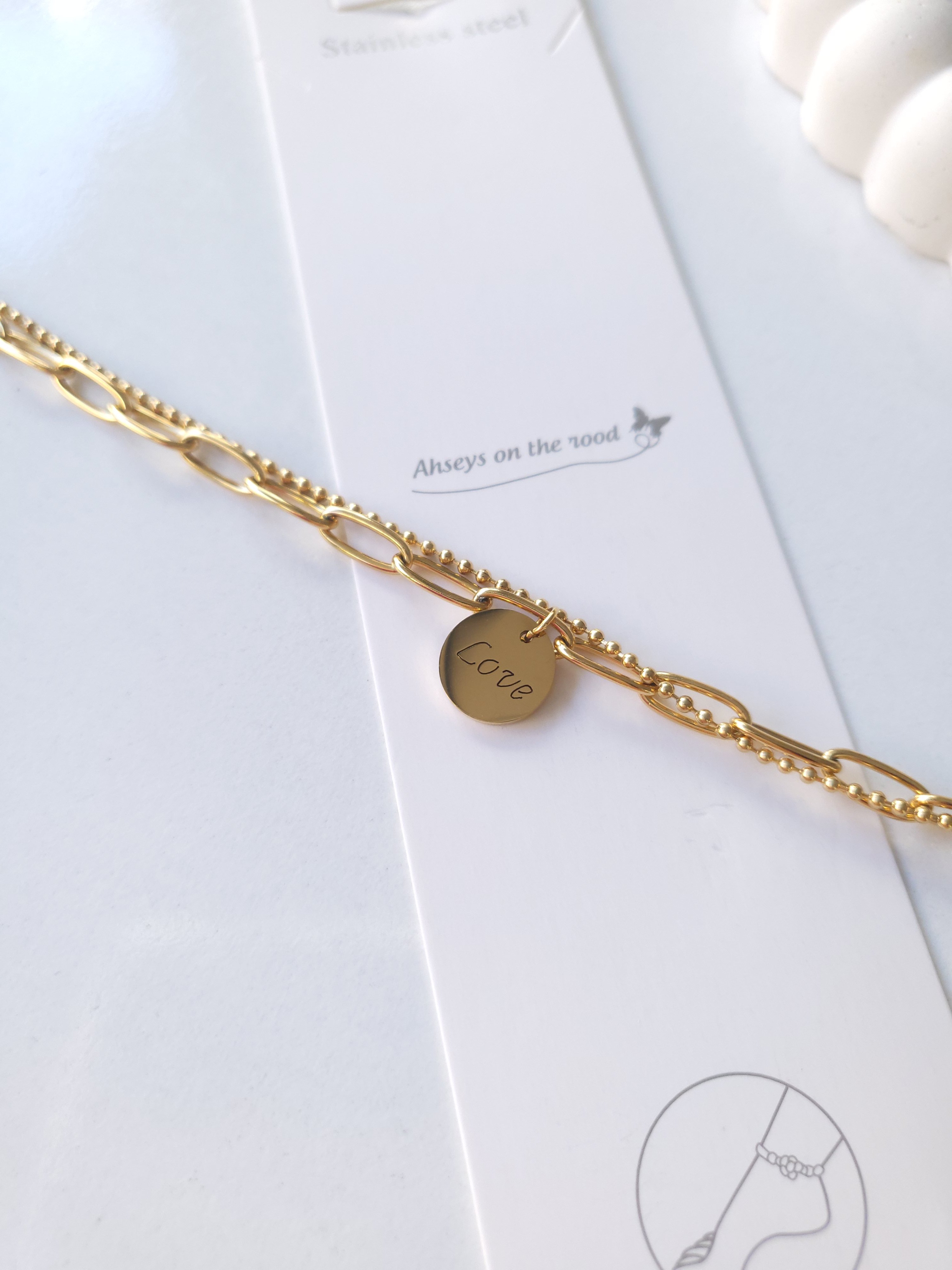 Çelik Gold 2'li Love Yazılı Halhal
